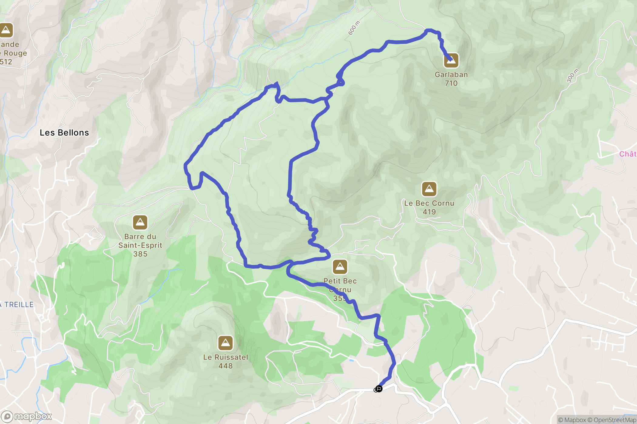 Aubagne : carte du parcours de randonnée - France
