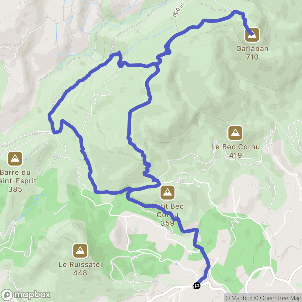 Aubagne : carte du parcours de randonnée - France