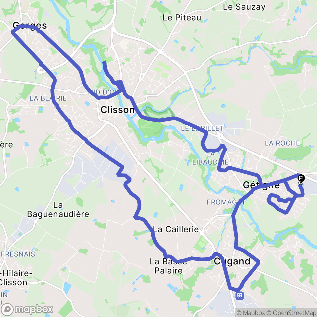 Gétigné : carte du parcours de randonnée - France