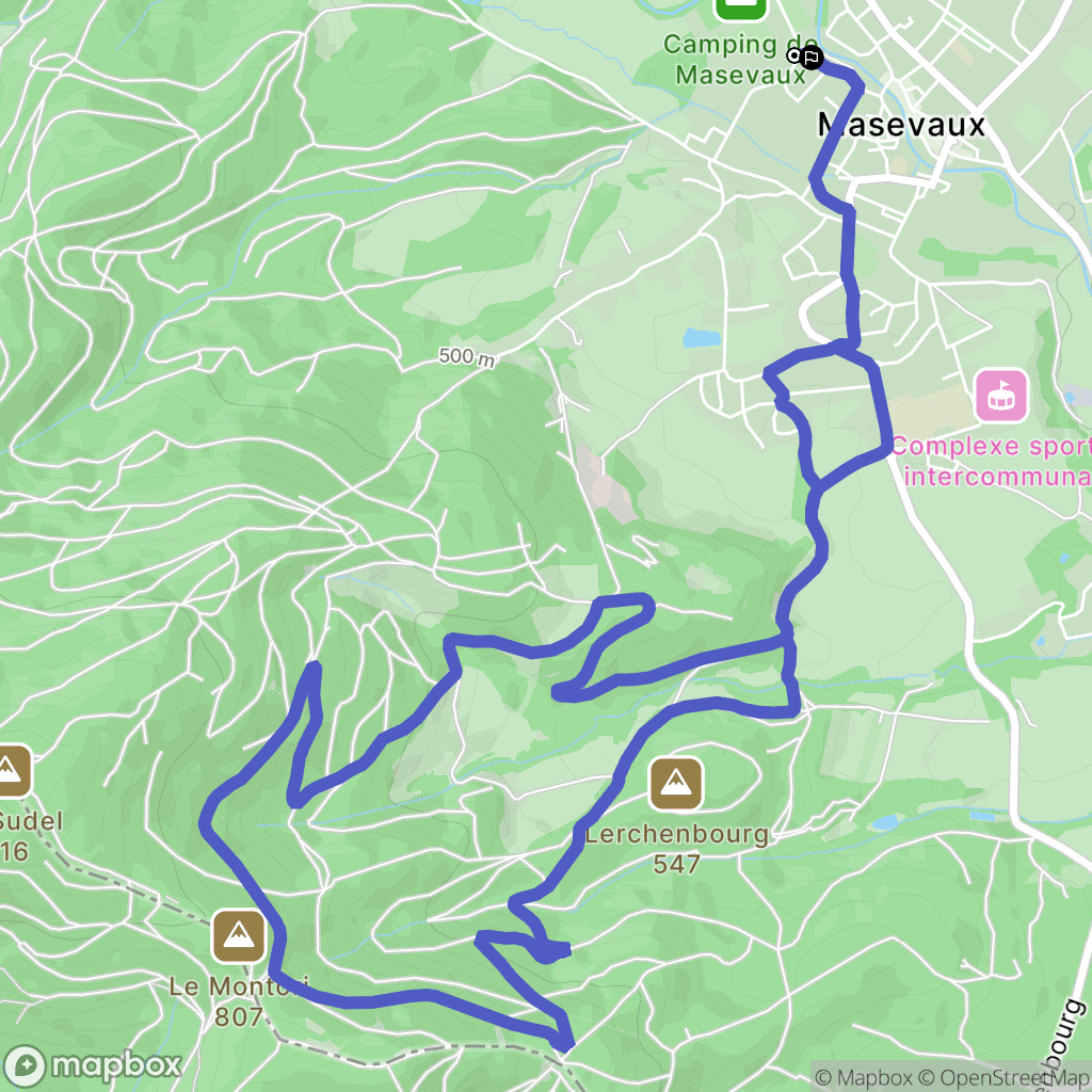 Masevaux-Niederbruck : carte du parcours de randonnée - France