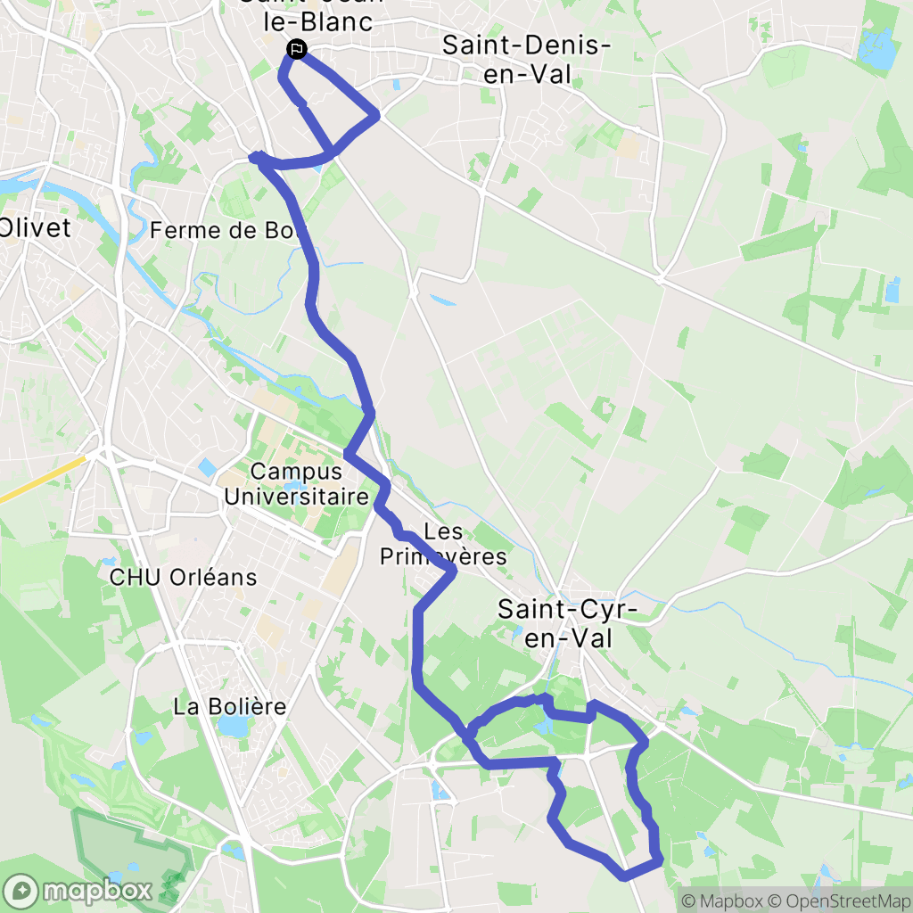 Saint Jean le Blanc : carte du parcours de randonnée - France
