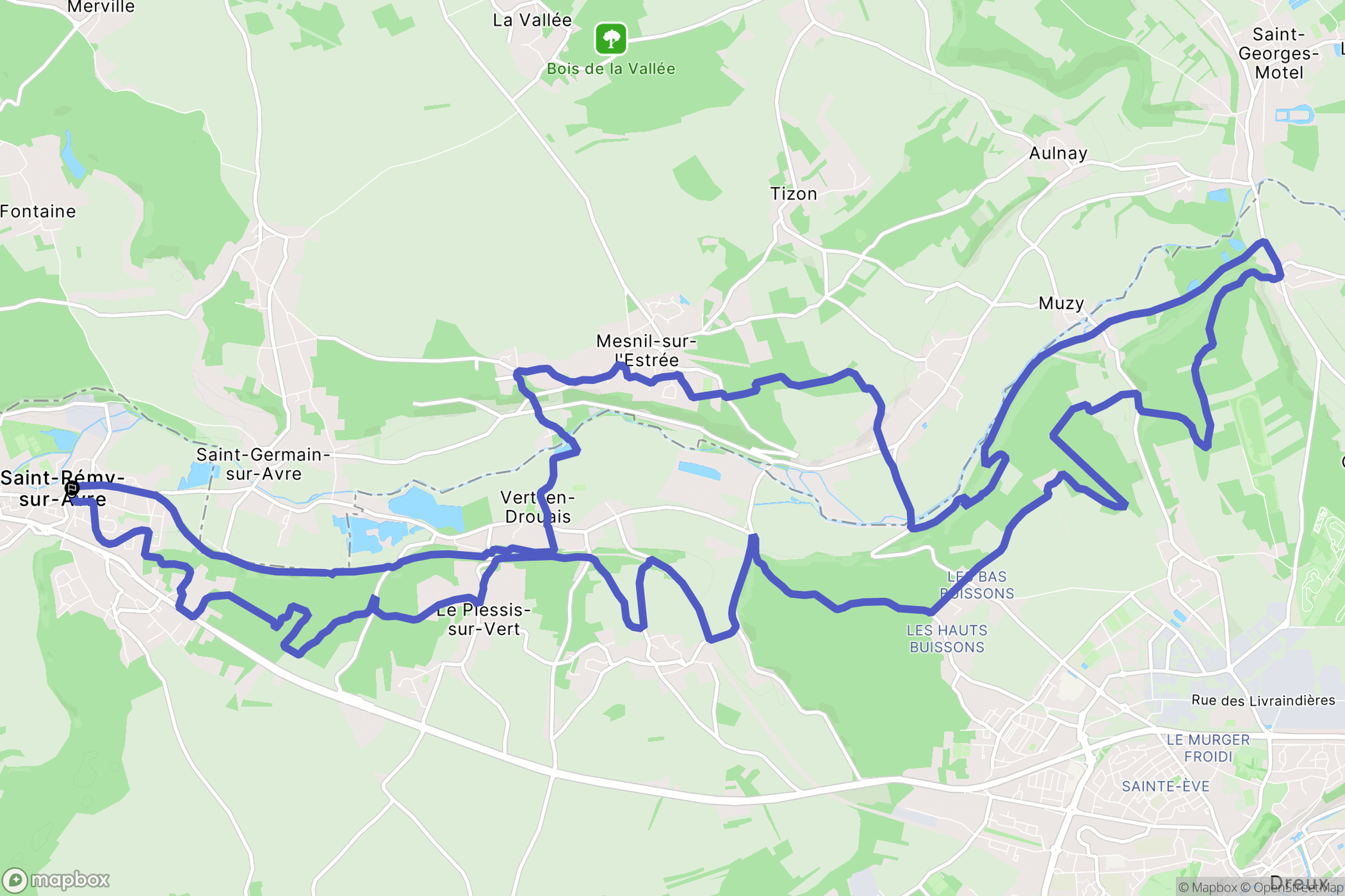 Saint-Rémy-sur-Avre : carte du parcours de randonnée - France