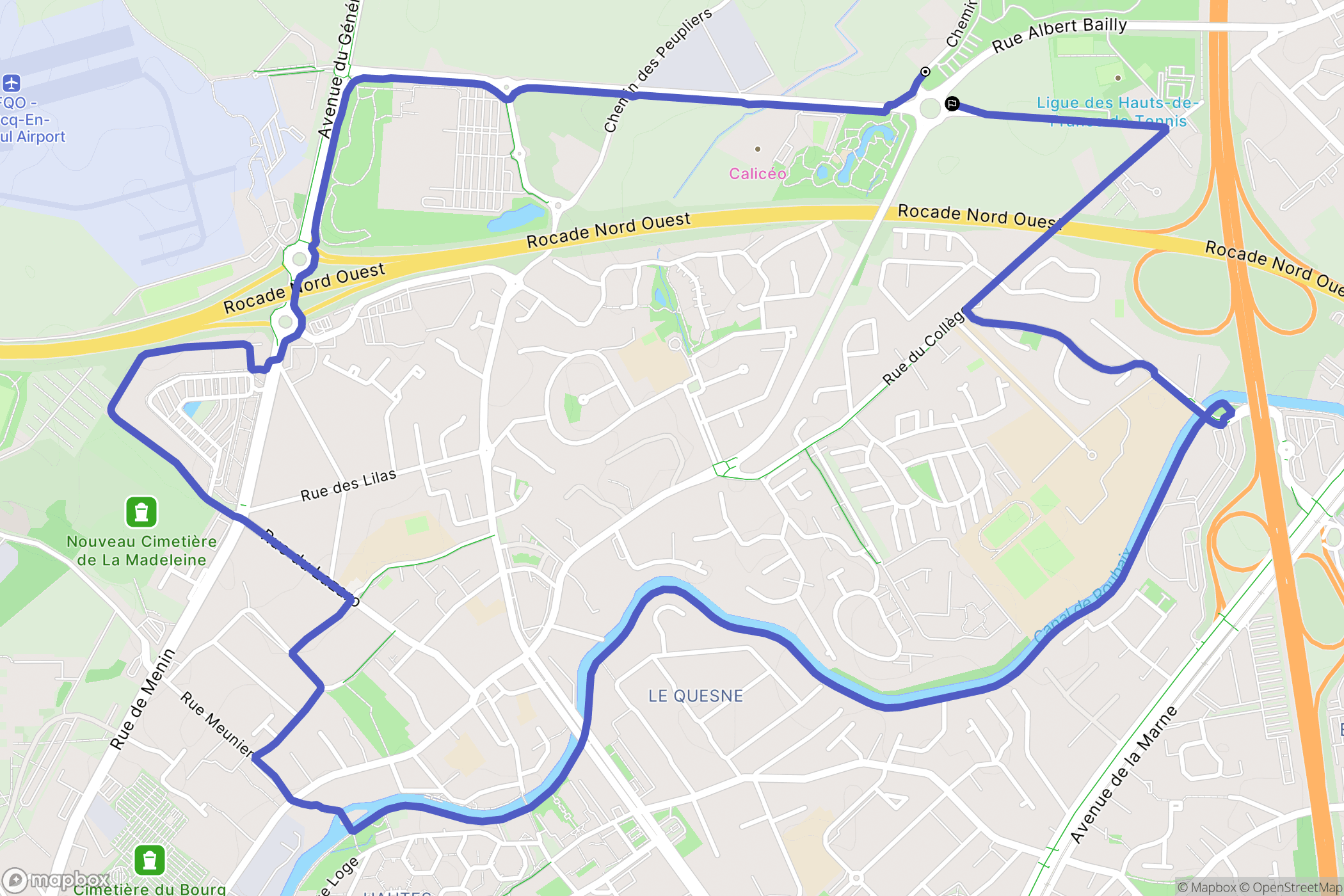 Marcq-en-Barœul : carte du parcours de randonnée - France