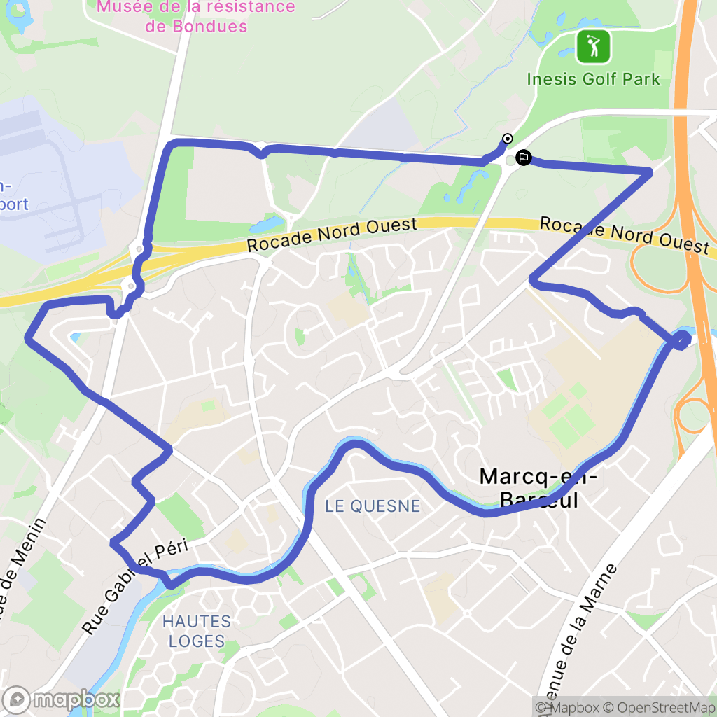 Marcq-en-Barœul : carte du parcours de randonnée - France