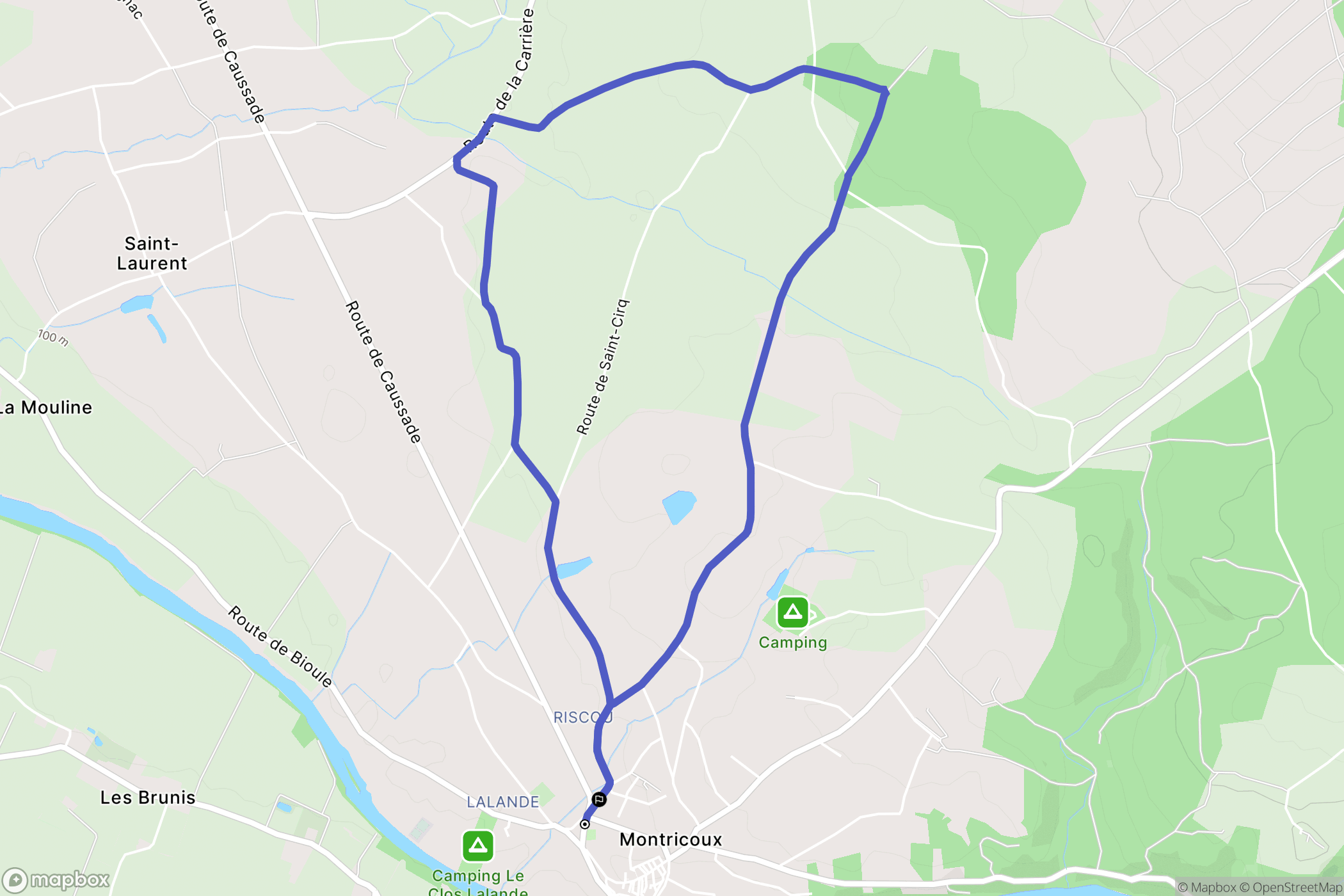 Montricoux : carte du parcours de randonnée - France