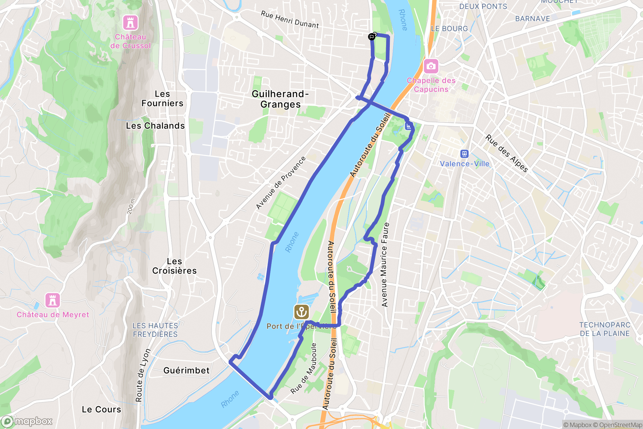 Guilherand-Granges : carte du parcours de randonnée - France