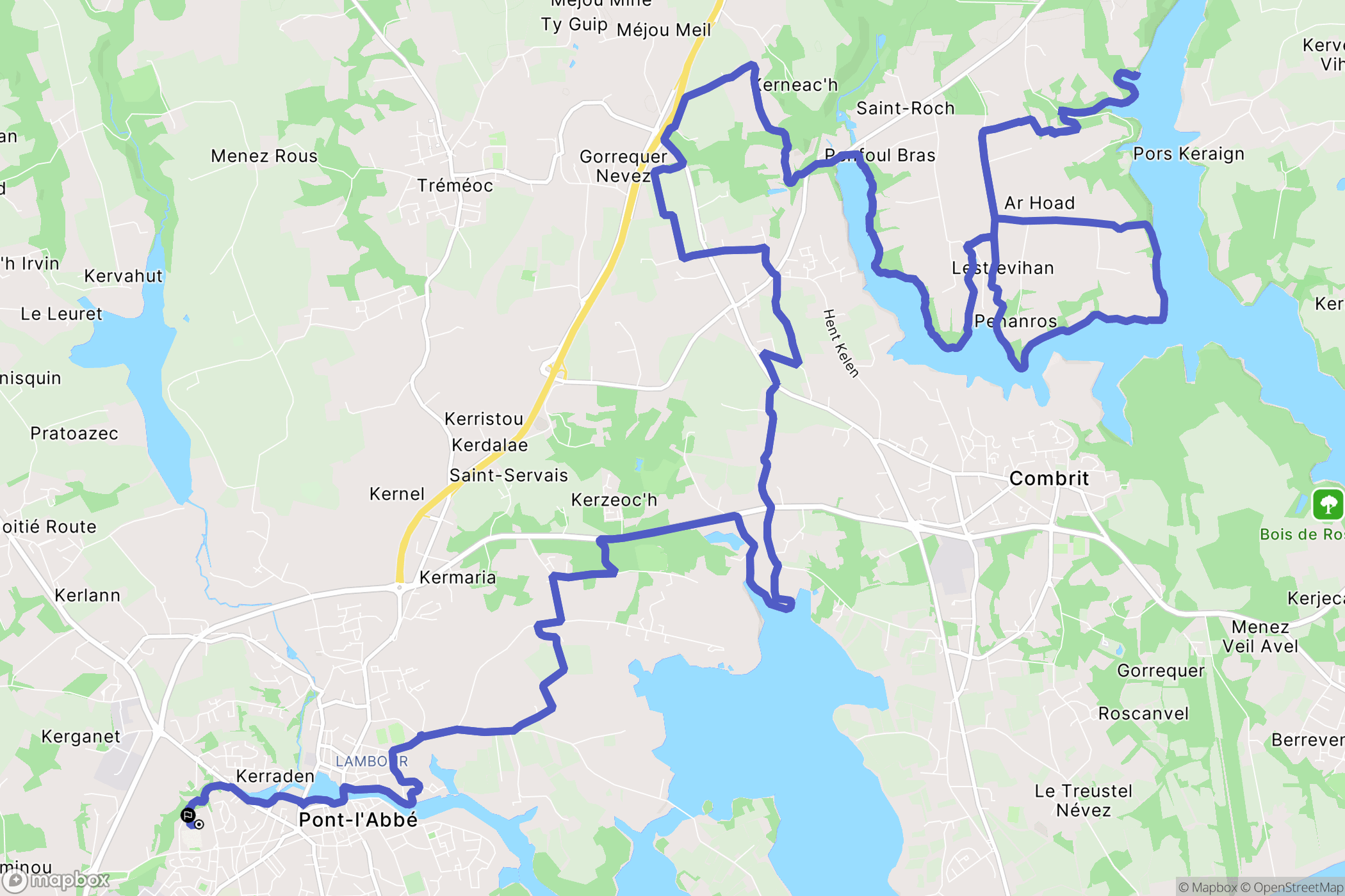 Pont-l'Abbé : carte du parcours de randonnée - France