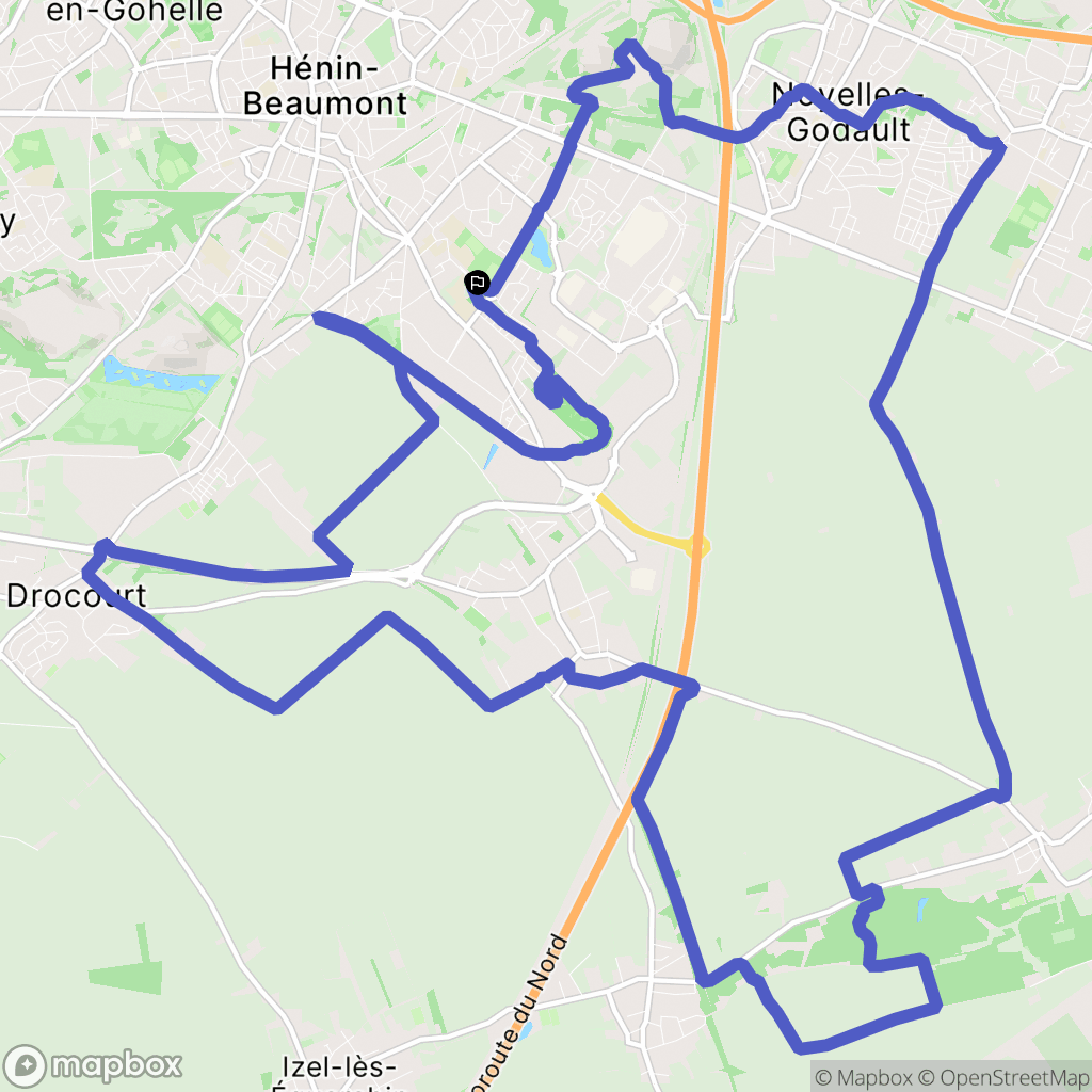Hénin-Beaumont : carte du parcours de randonnée - France