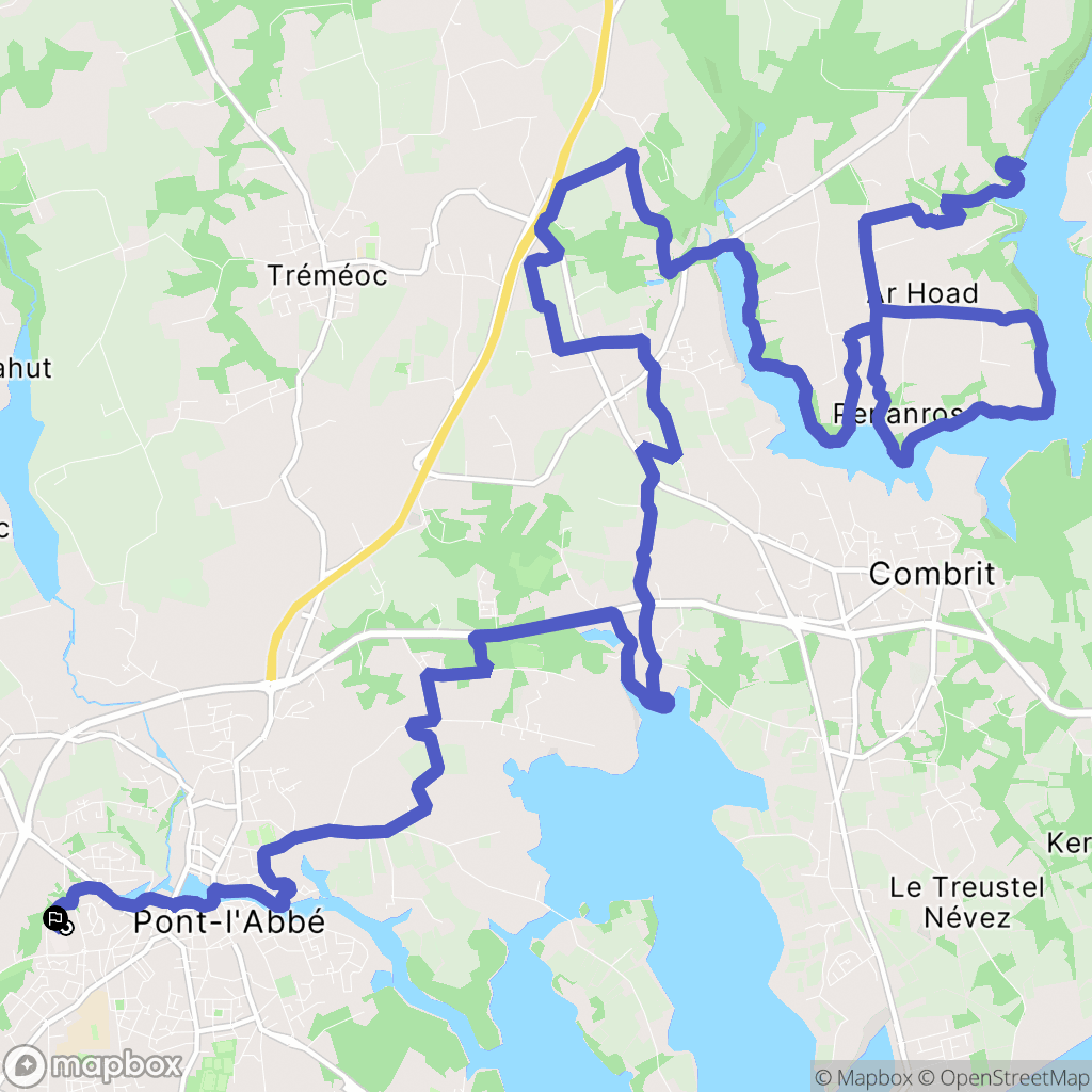 Pont-l'Abbé : carte du parcours de randonnée - France