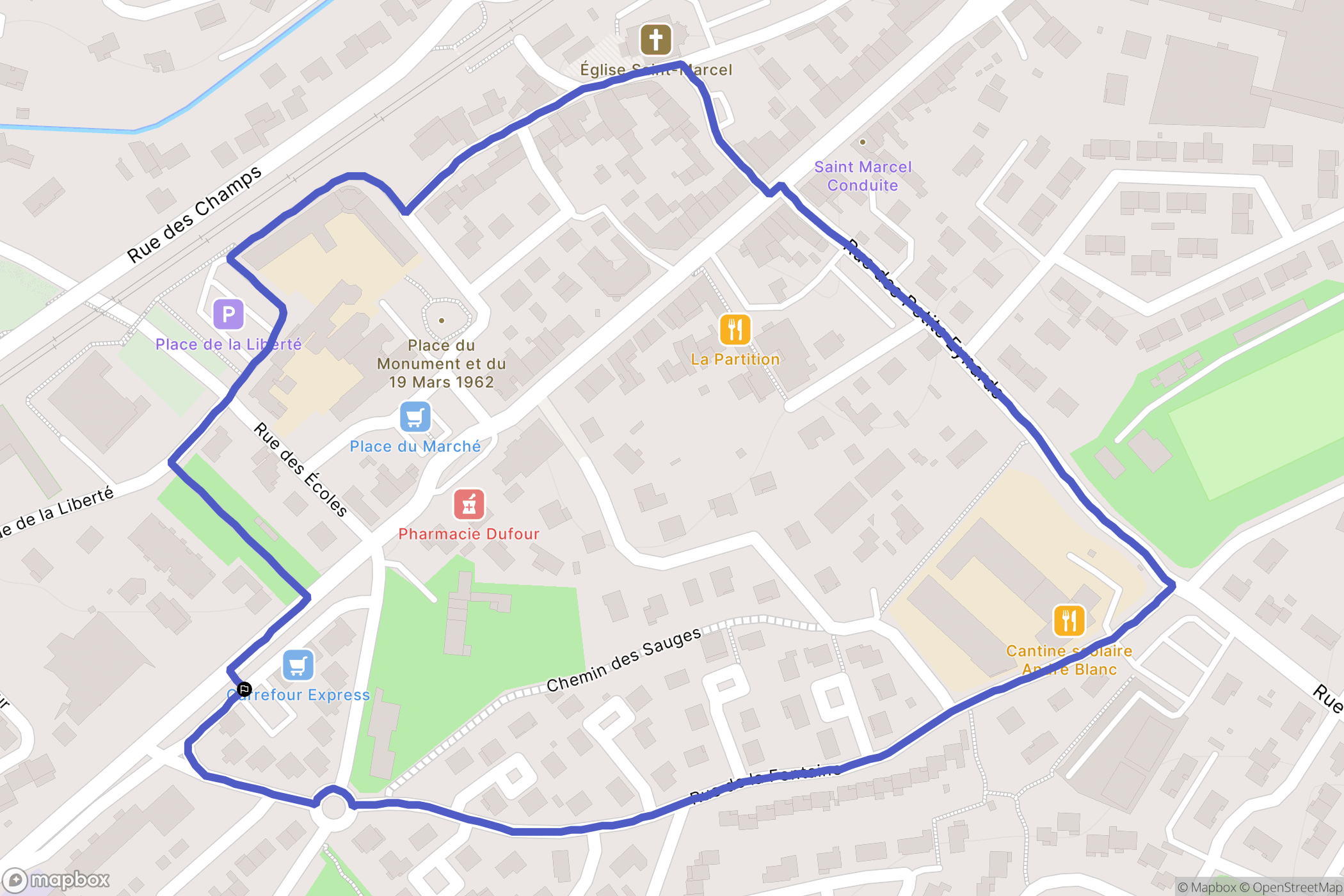Saint-Marcel-lès-Valence : carte du parcours de randonnée - France