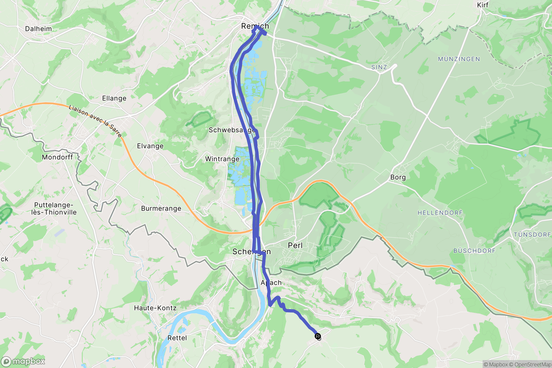 Kirsch-lès-Sierck : carte du parcours de randonnée - France