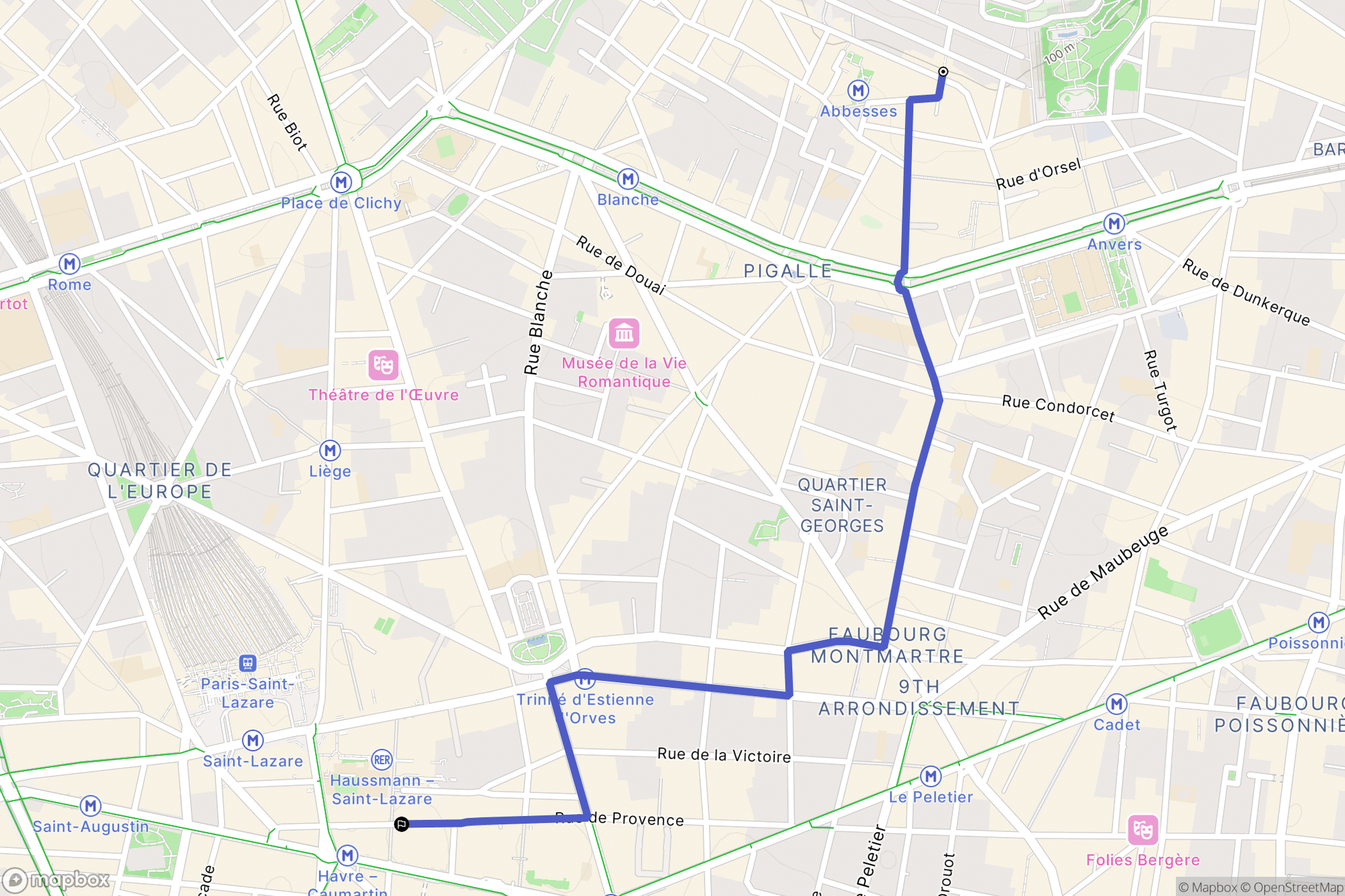 Paris : carte du parcours de randonnée - France