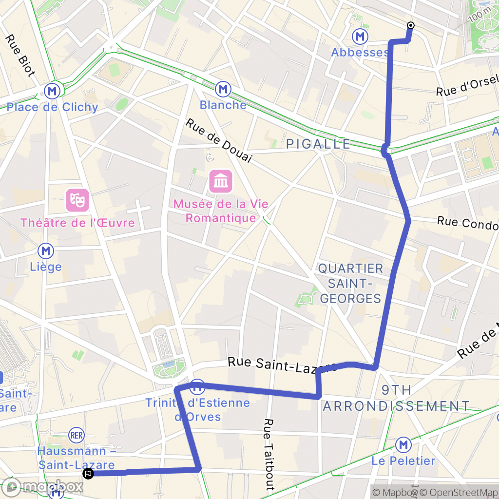 Paris : carte du parcours de randonnée - France
