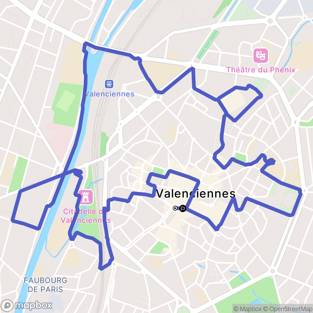 Valenciennes : carte du parcours de randonnée - France