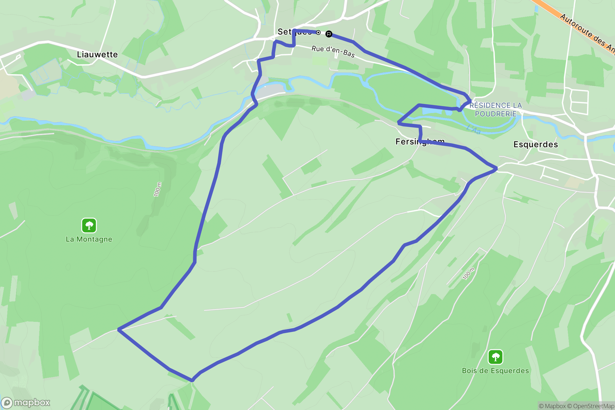 Setques : carte du parcours de randonnée - France
