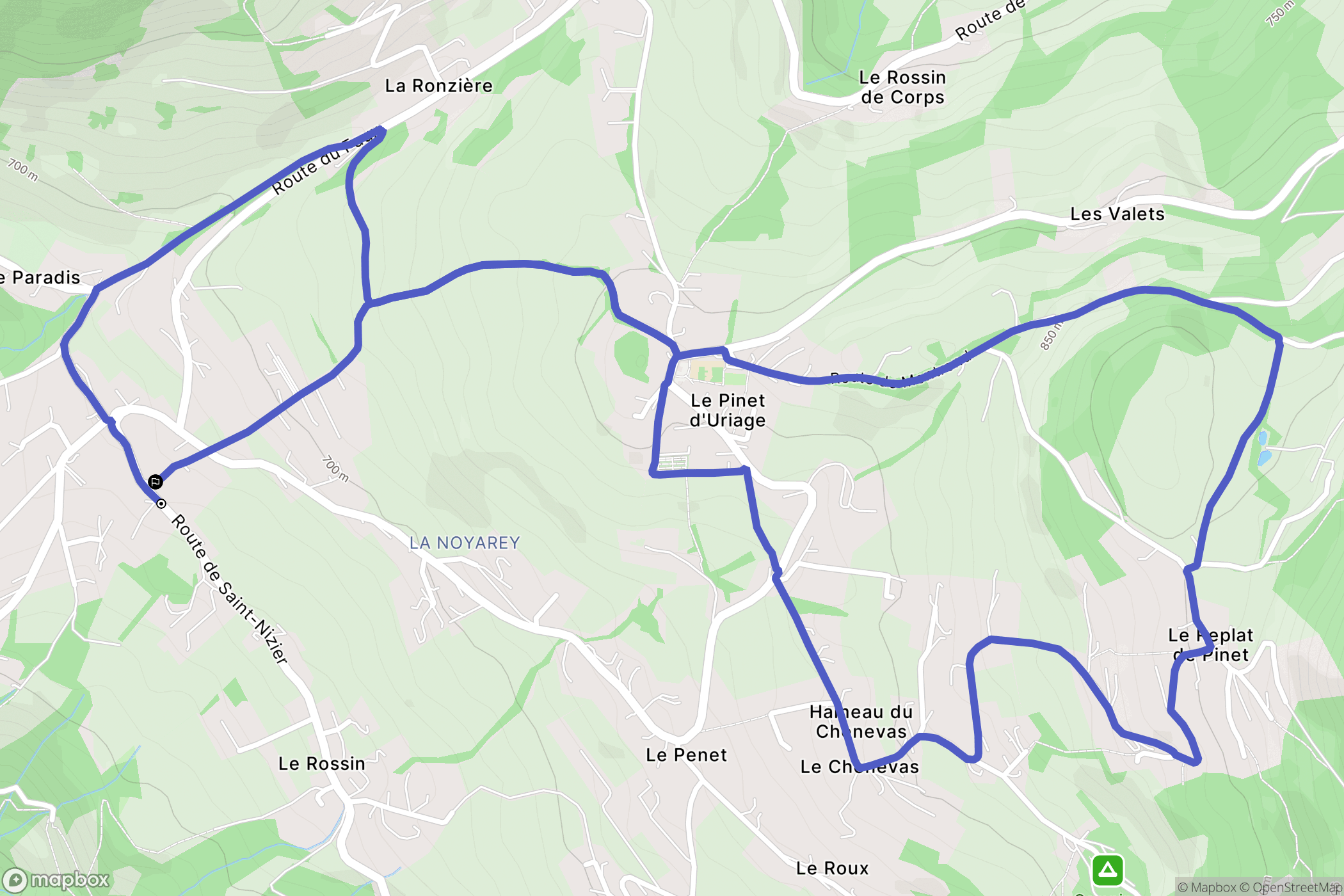 Saint-Martin-d'Uriage : carte du parcours de randonnée - France