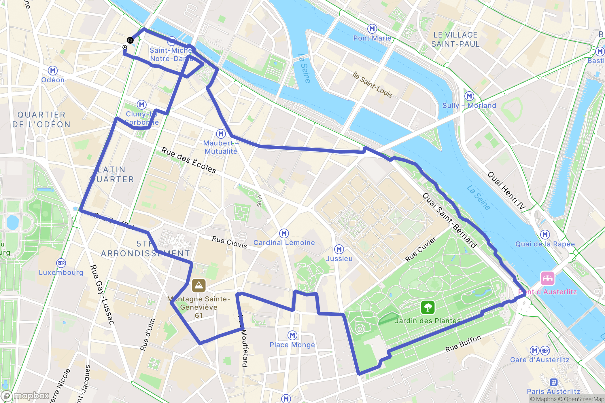 Paris : carte du parcours de randonnée - France