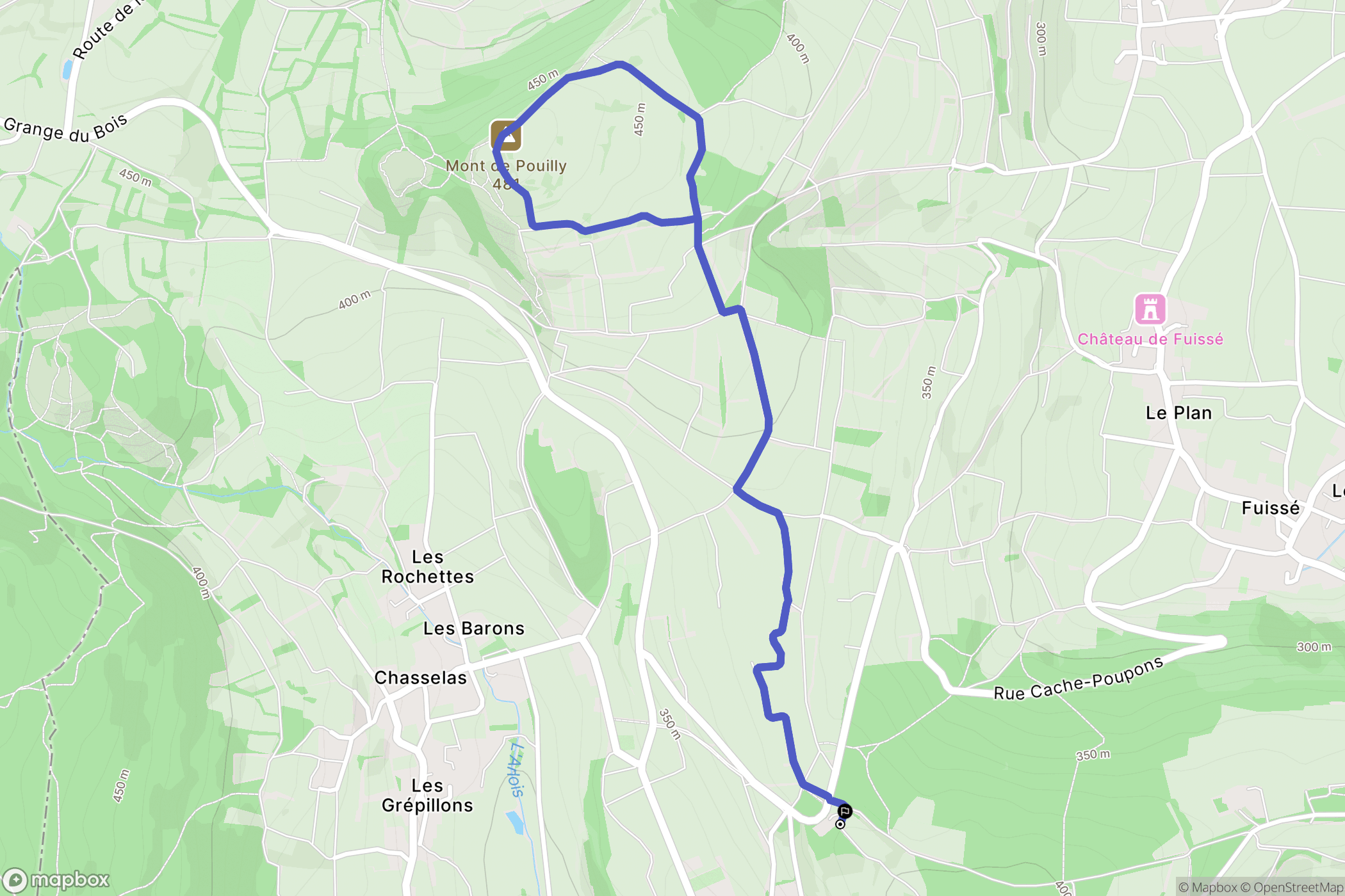 Leynes : carte du parcours de randonnée - France
