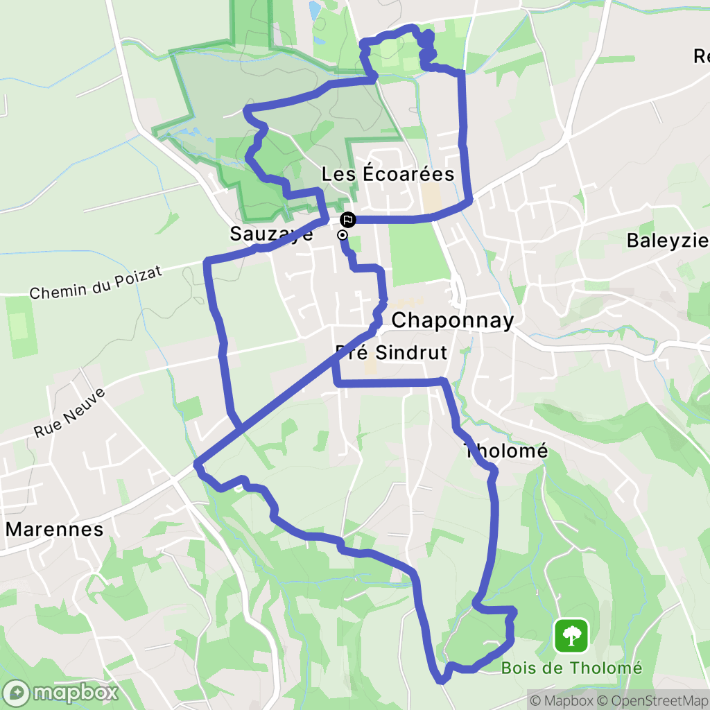 Chaponnay : carte du parcours de randonnée - France