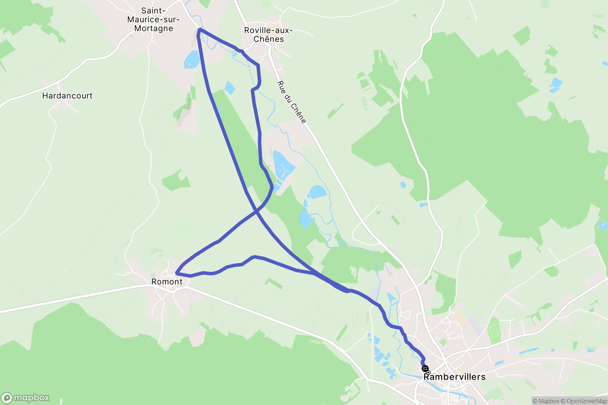 Rambervillers : carte du parcours de randonnée - France