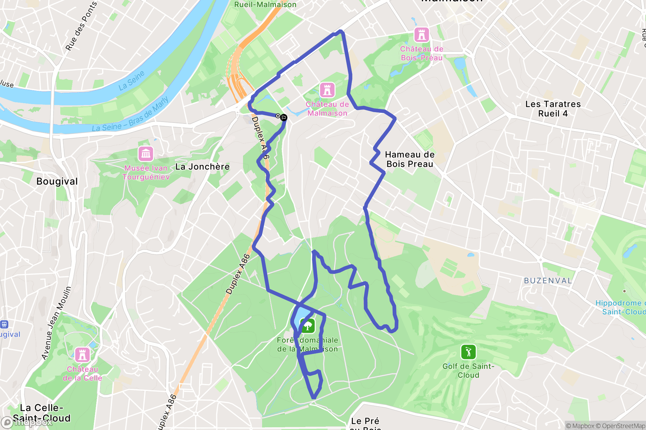 Rueil-Malmaison : carte du parcours de randonnée - France