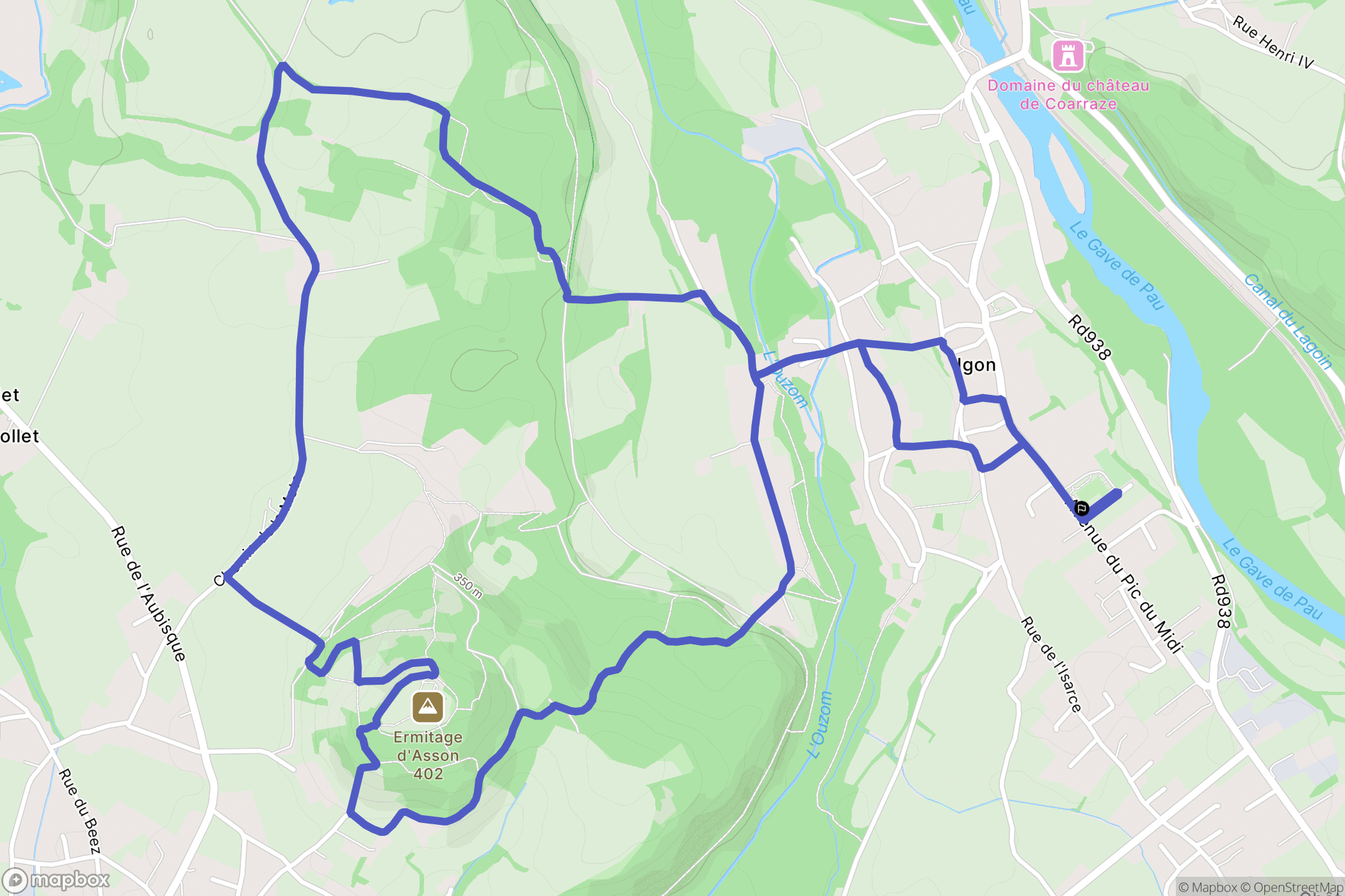 Igon : carte du parcours de randonnée - France