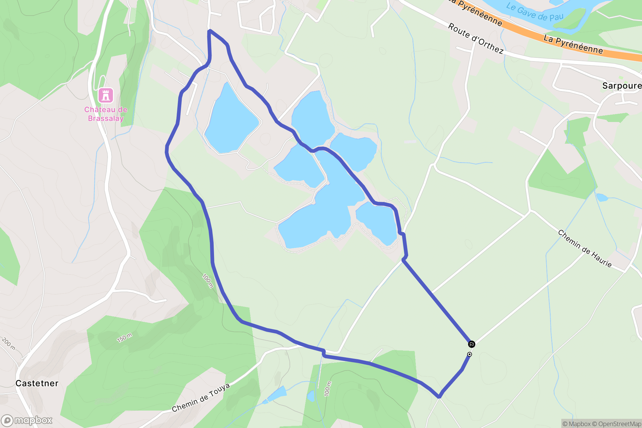 Sarpourenx : carte du parcours de randonnée - France