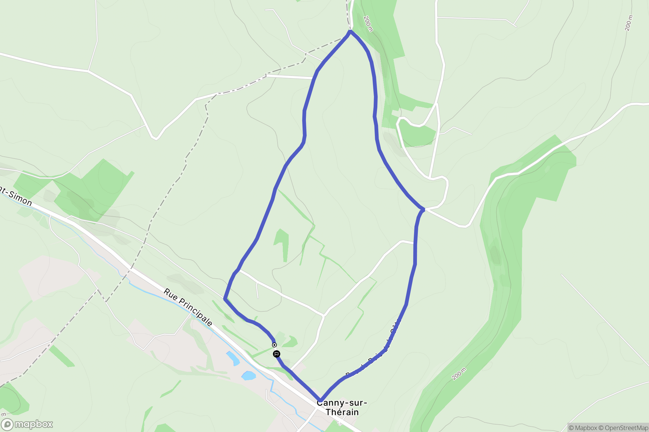 Canny-sur-Thérain : carte du parcours de randonnée - France