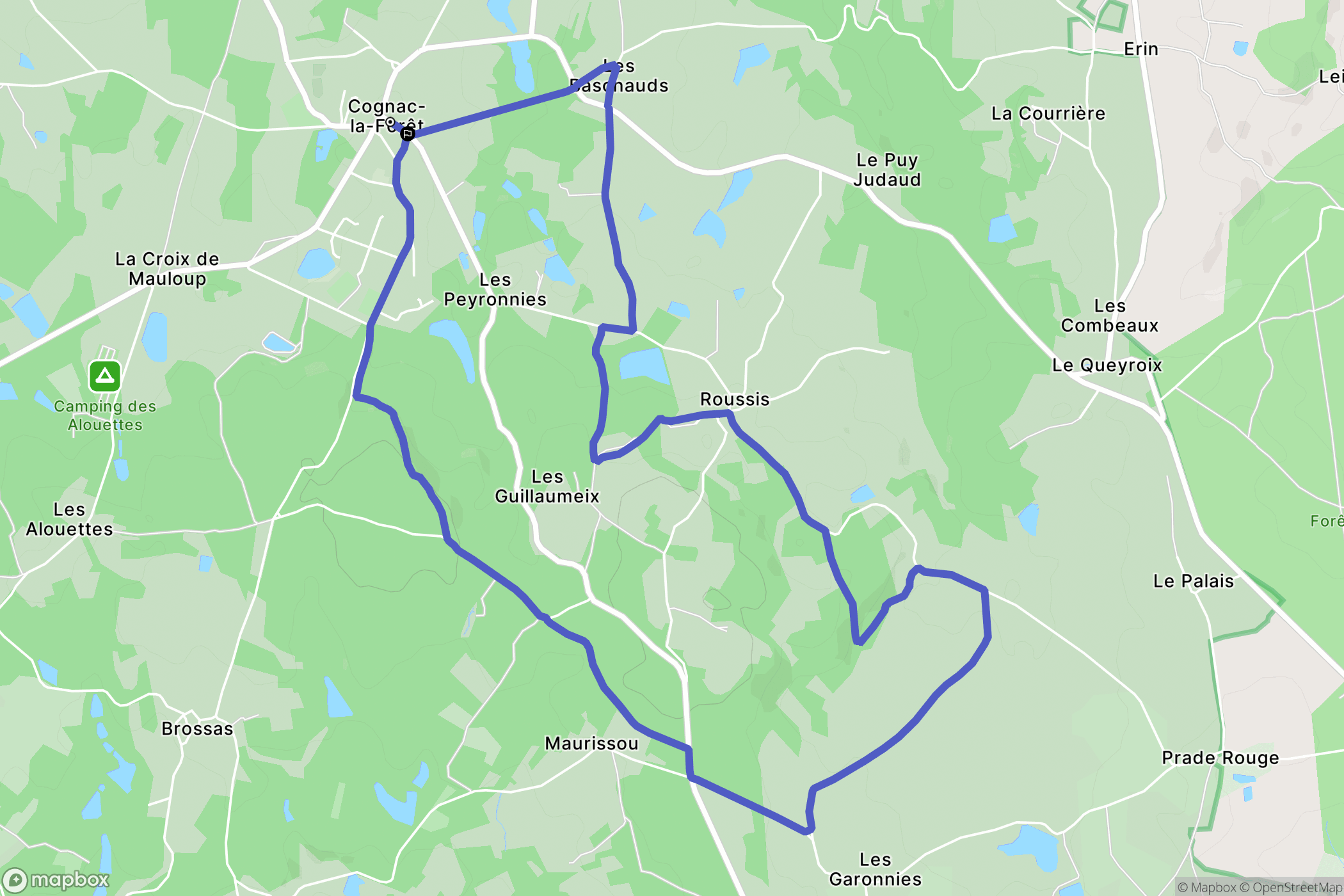 Cognac la Forêt : carte du parcours de randonnée - France
