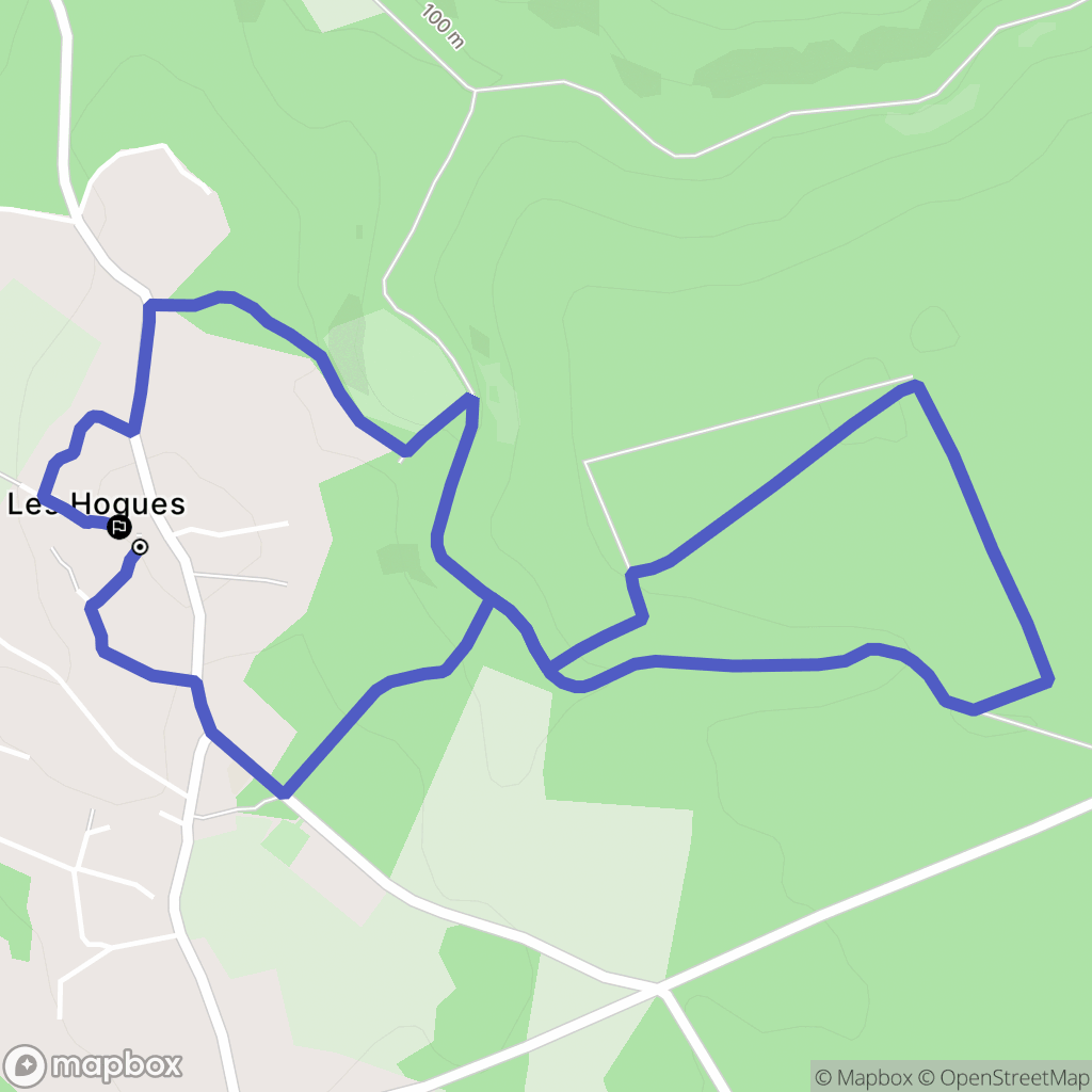 Les Hogues : carte du parcours de randonnée - France