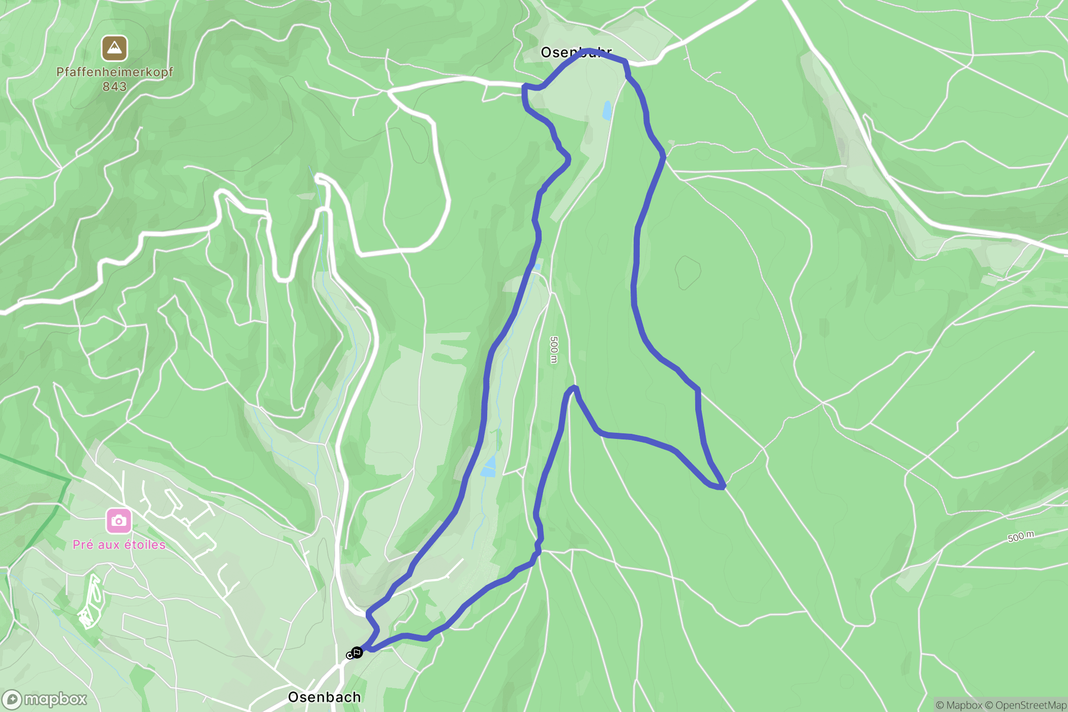 Osenbach : carte du parcours de randonnée - France