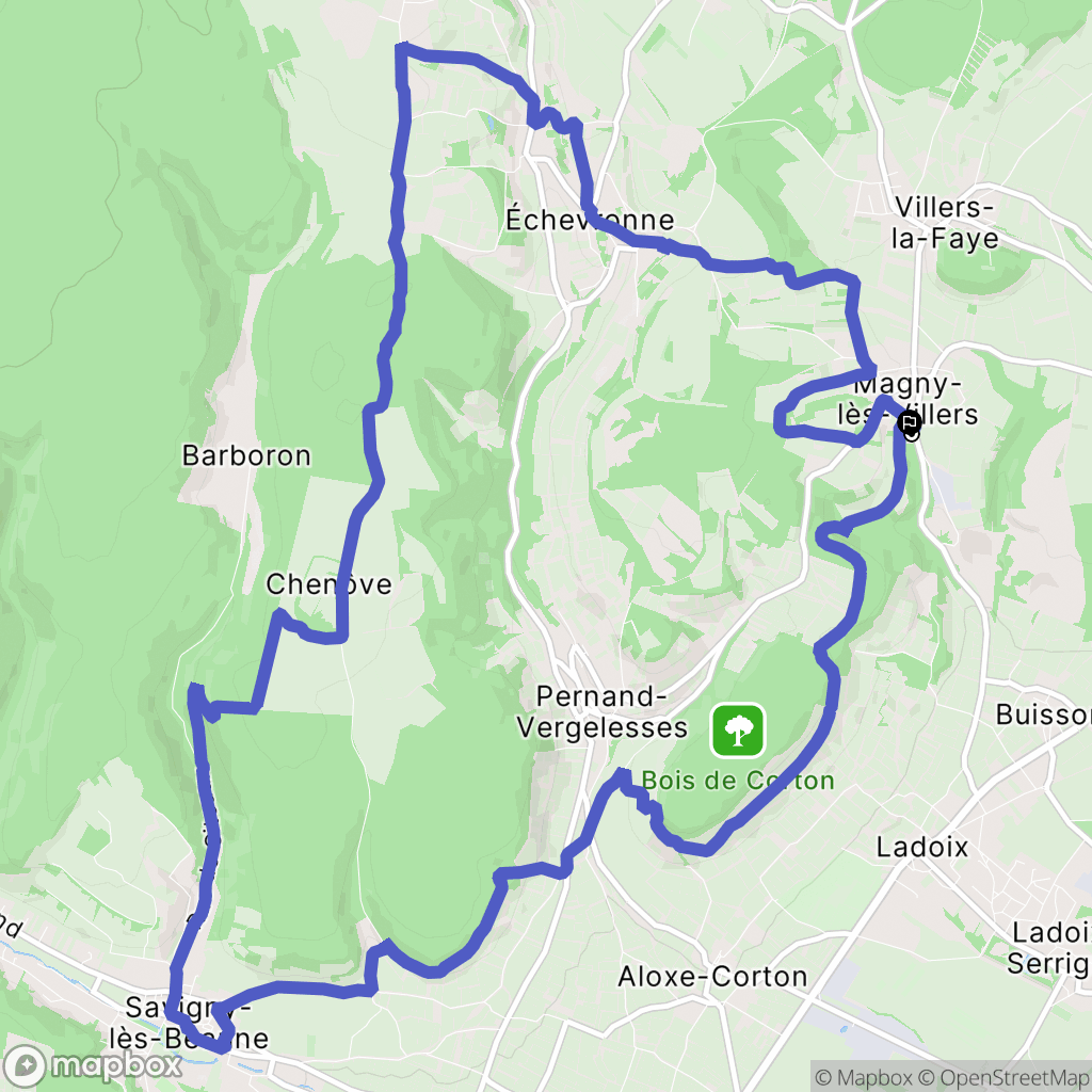 Magny-lès-Villers : carte du parcours de randonnée - France