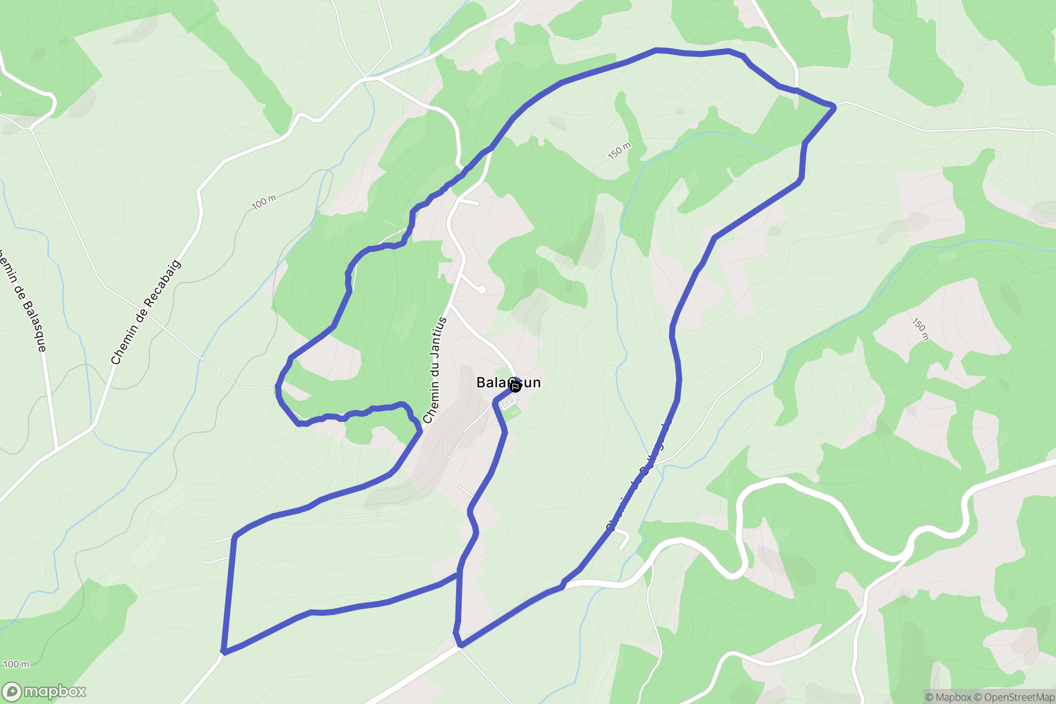 Balansun : carte du parcours de randonnée - France
