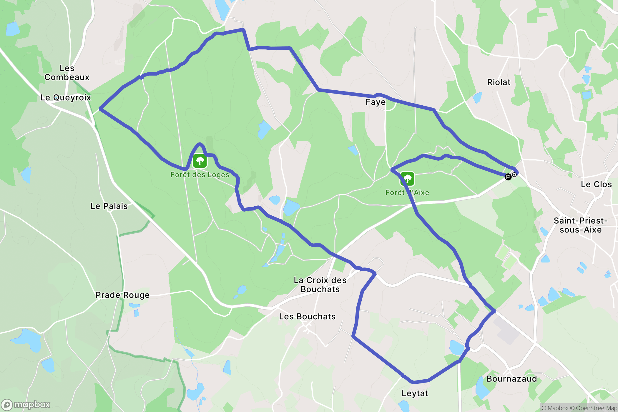 Saint-Priest-Sous-Aixe : carte du parcours de randonnée - France
