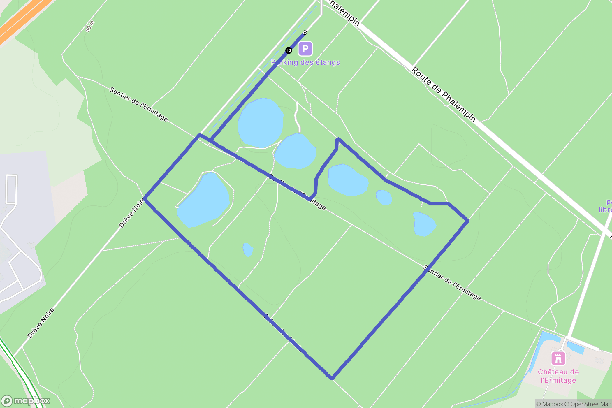 Phalempin : carte du parcours de randonnée - France