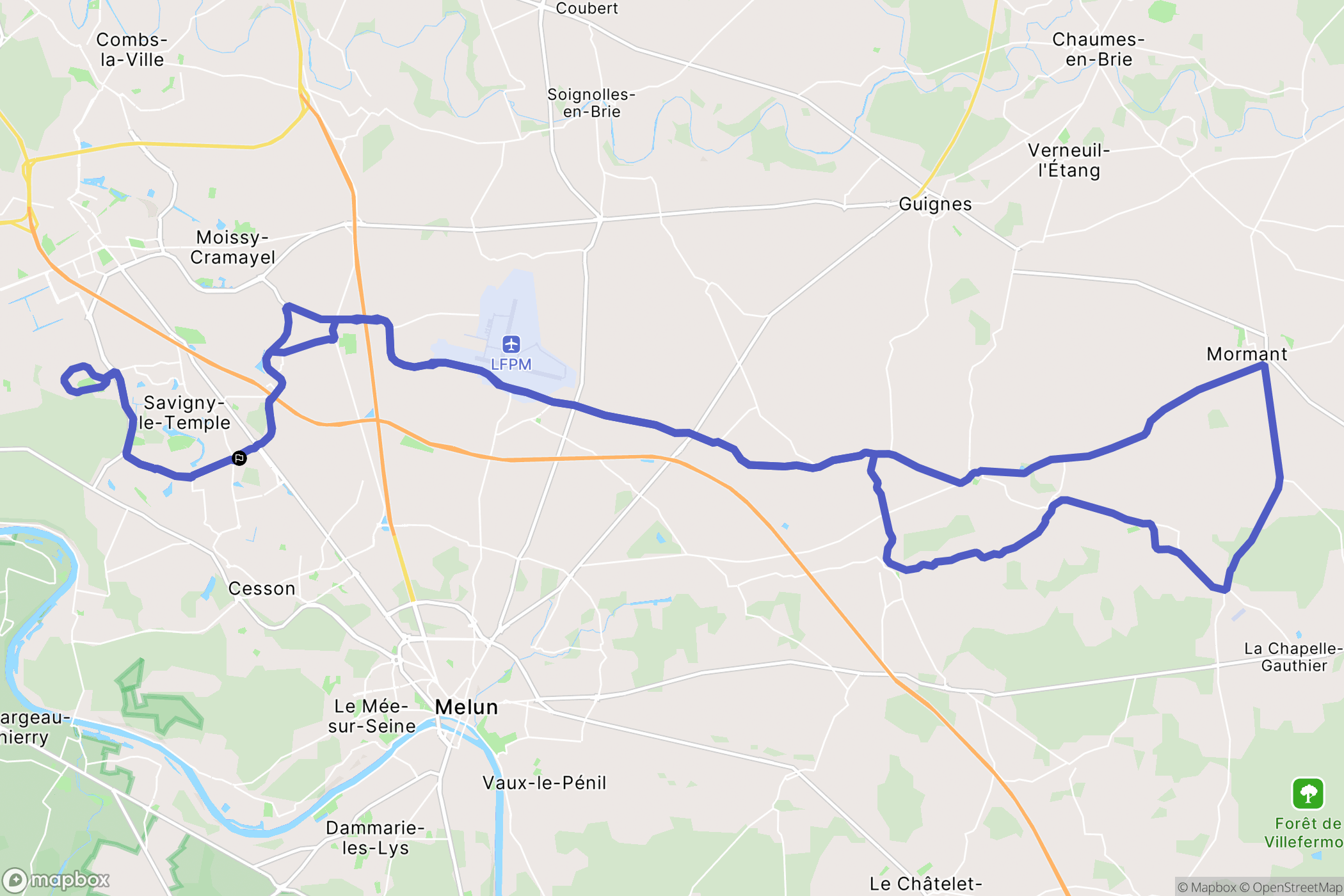 Savigny-le-Temple : carte du parcours de randonnée - France