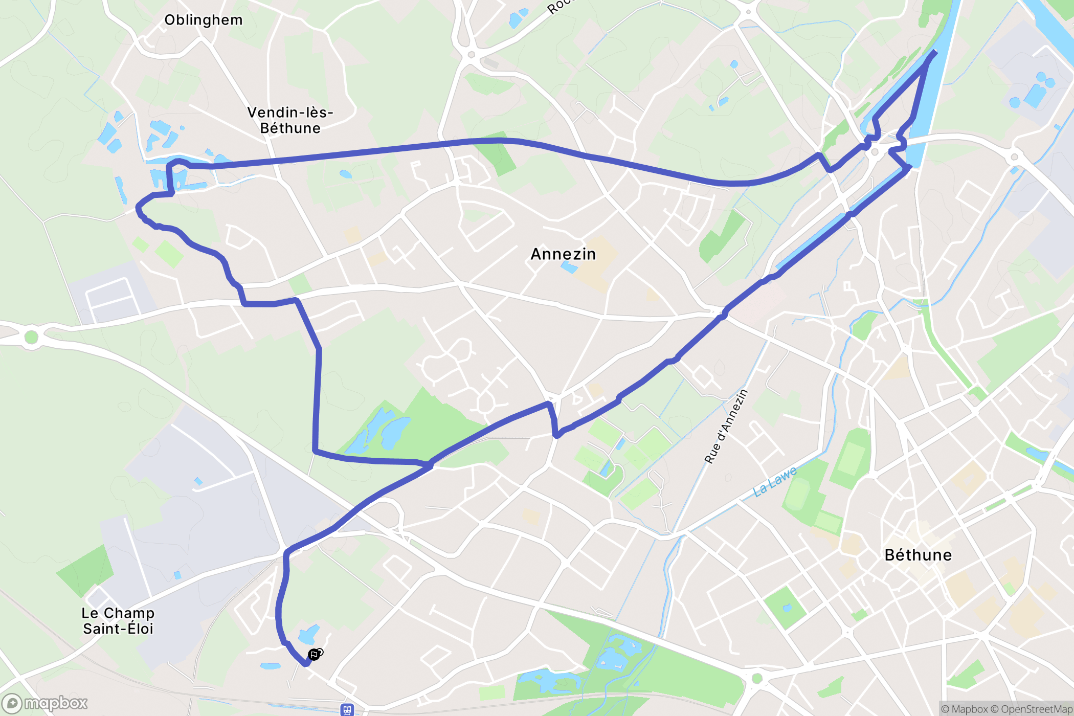 Annezin : carte du parcours de randonnée - France