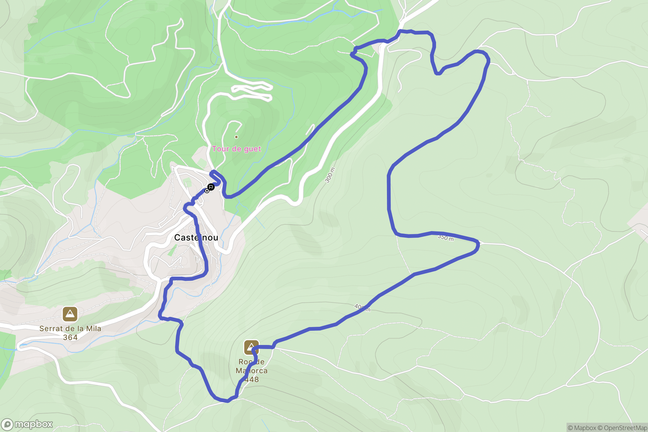 Castelnou : carte du parcours de randonnée - France