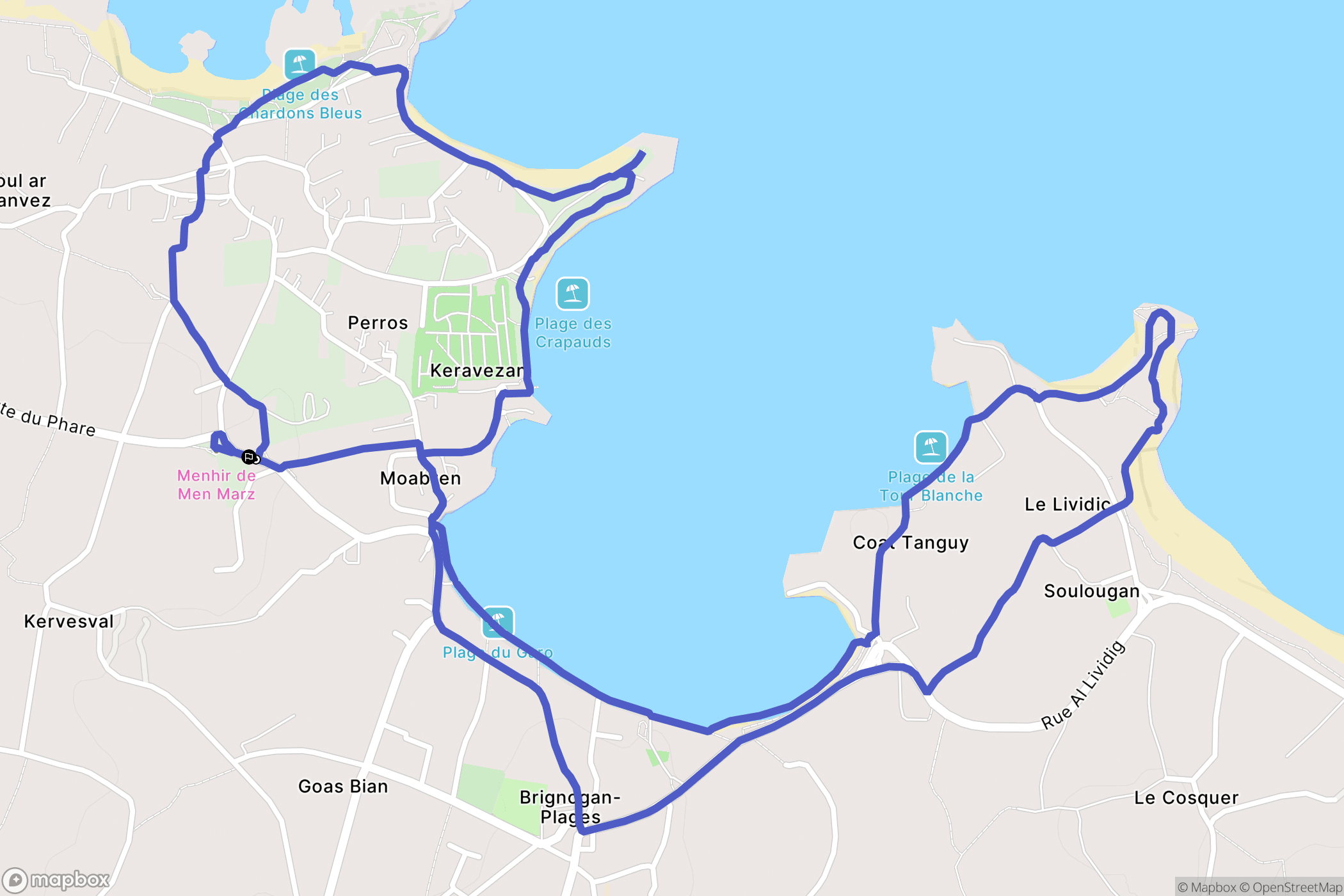 Brignogan : carte du parcours de randonnée - France