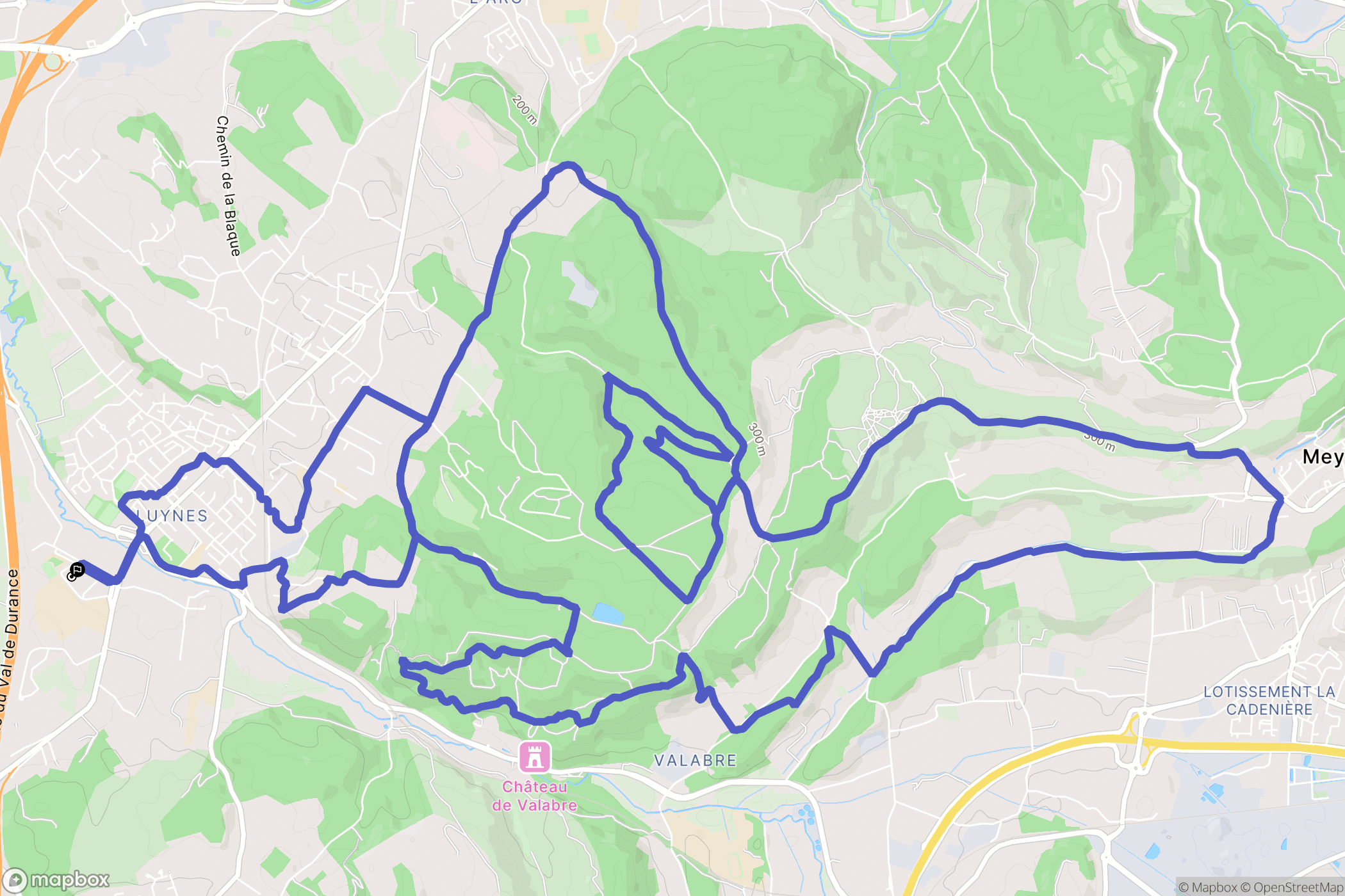 Aix-en-Provence : carte du parcours de randonnée - France