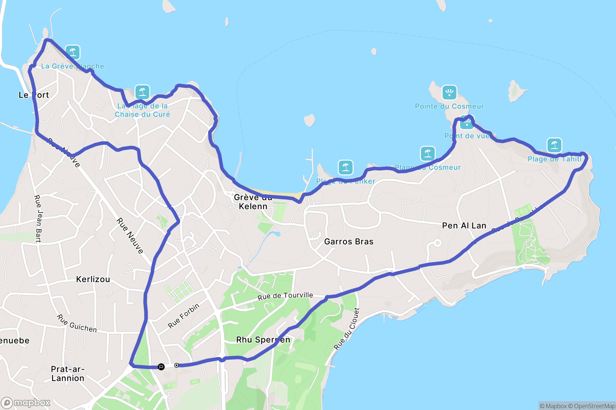 Carantec : carte du parcours de randonnée - France