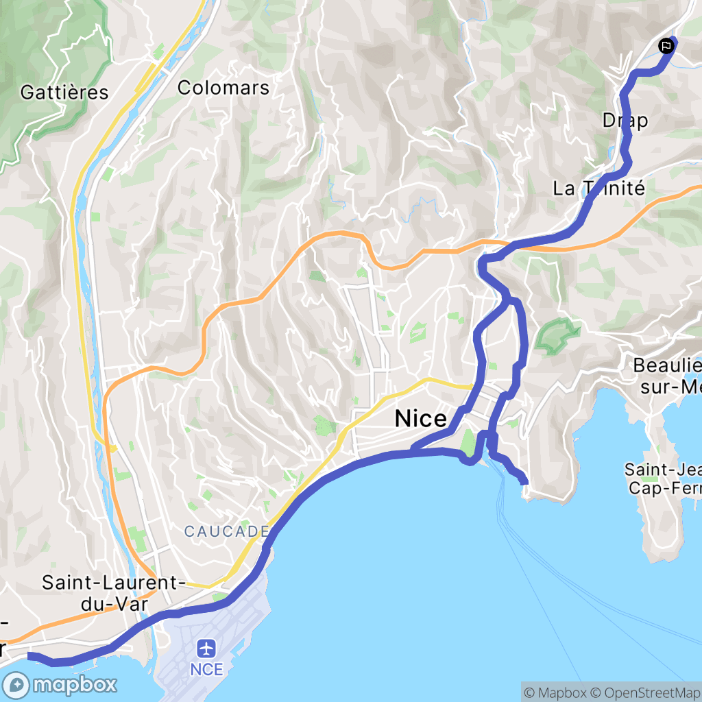 Drap : carte du parcours de randonnée - France
