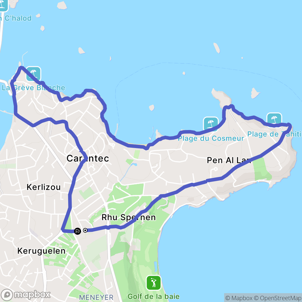 Carantec : carte du parcours de randonnée - France