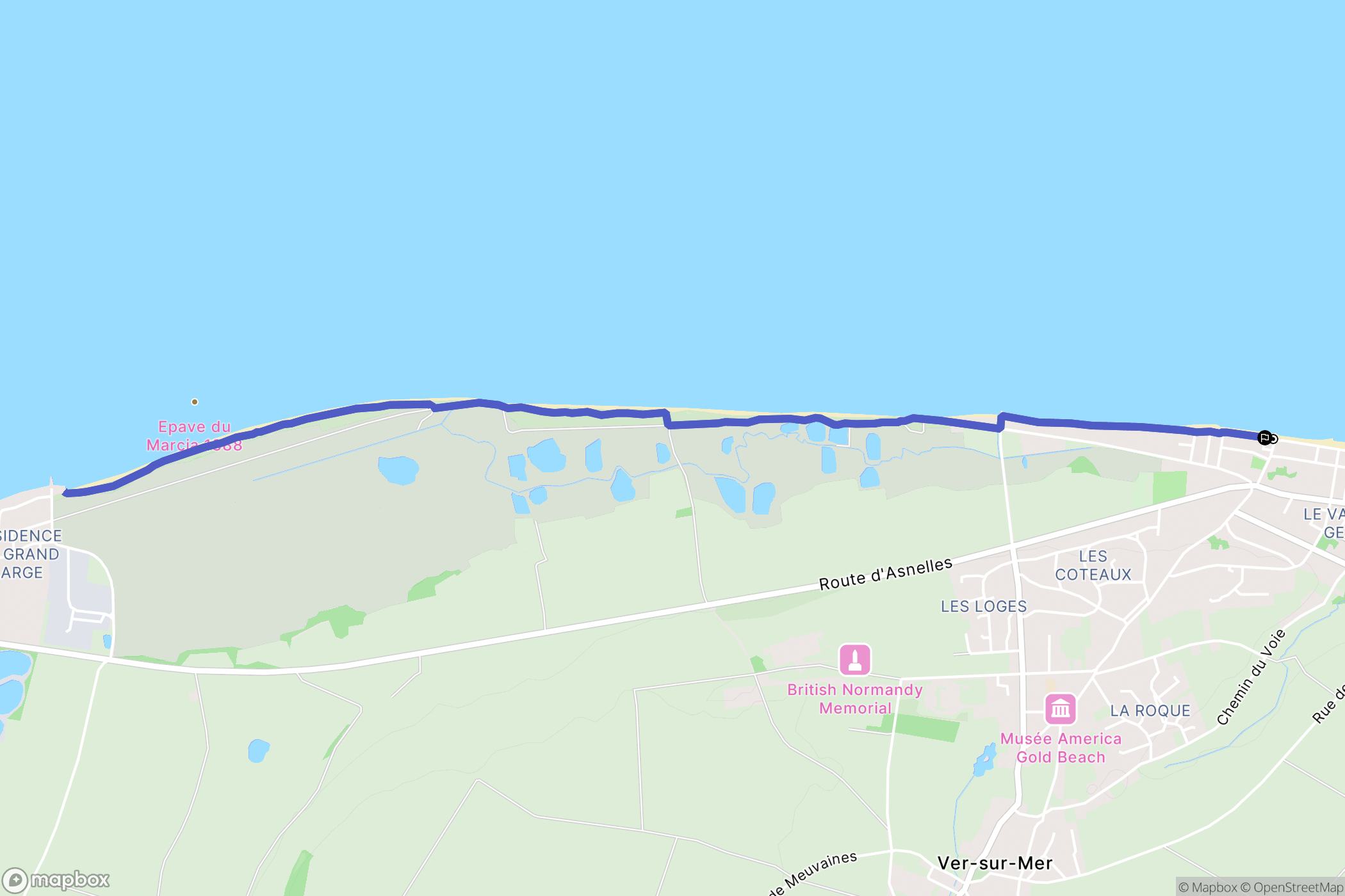 Ver-sur-Mer : carte du parcours de randonnée - France