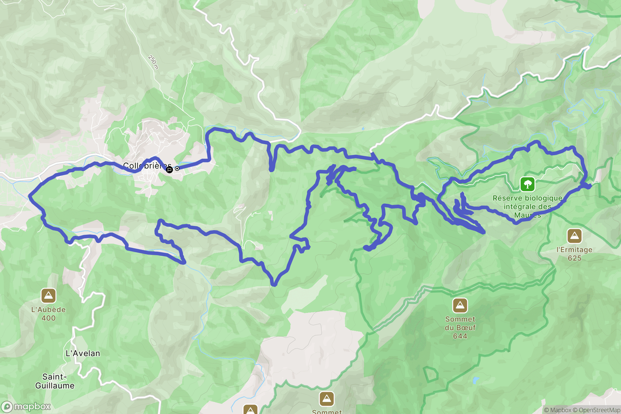Collobrières : carte du parcours de randonnée - France