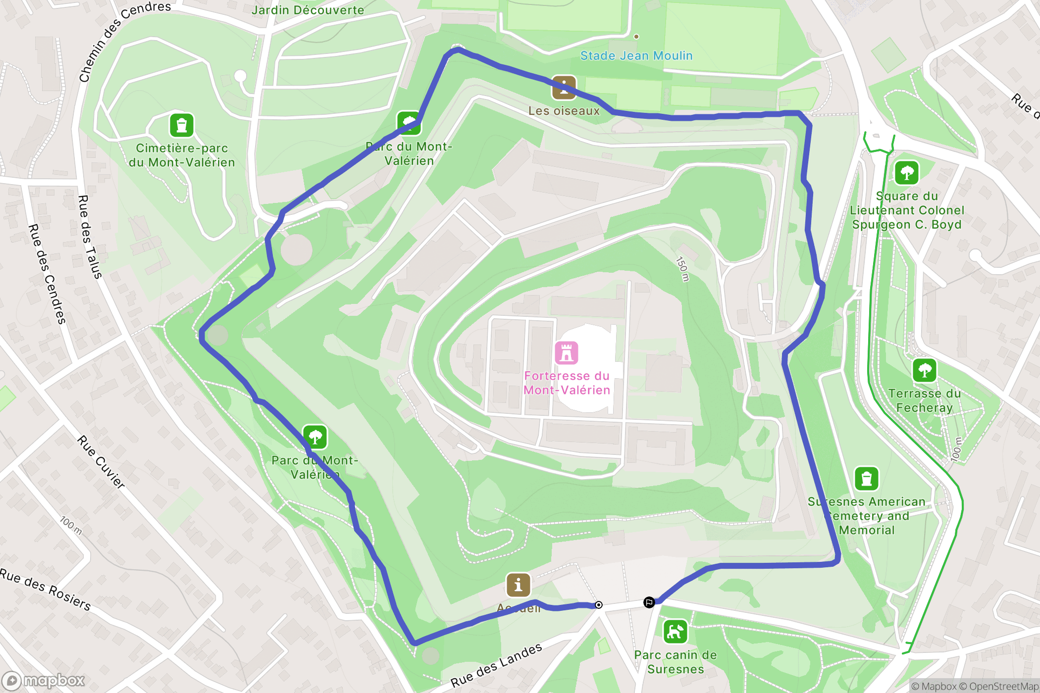 Suresnes : carte du parcours de randonnée - France