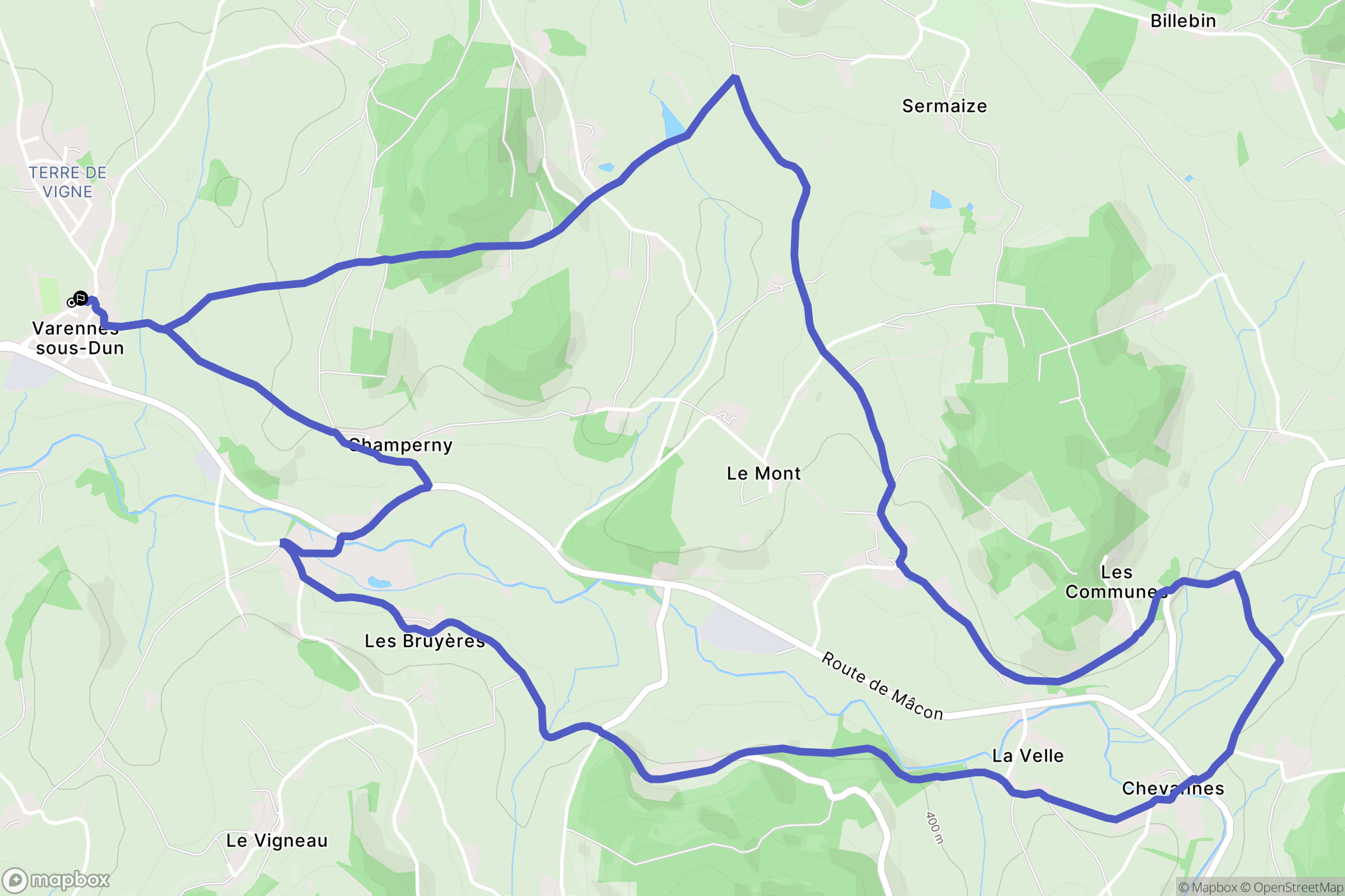 Varennes-Sous-Dun : carte du parcours de randonnée - France