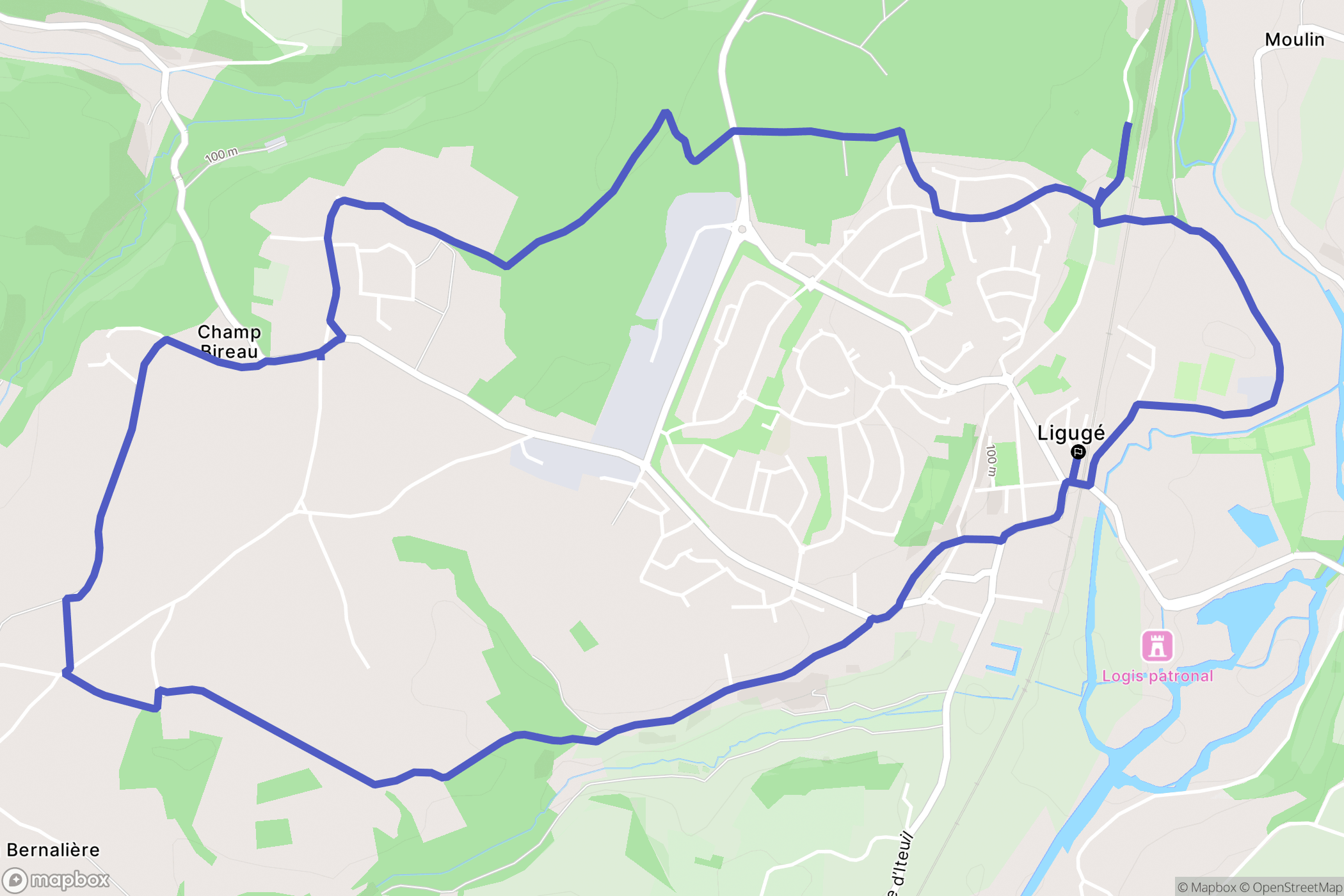 Ligugé : carte du parcours de randonnée - France