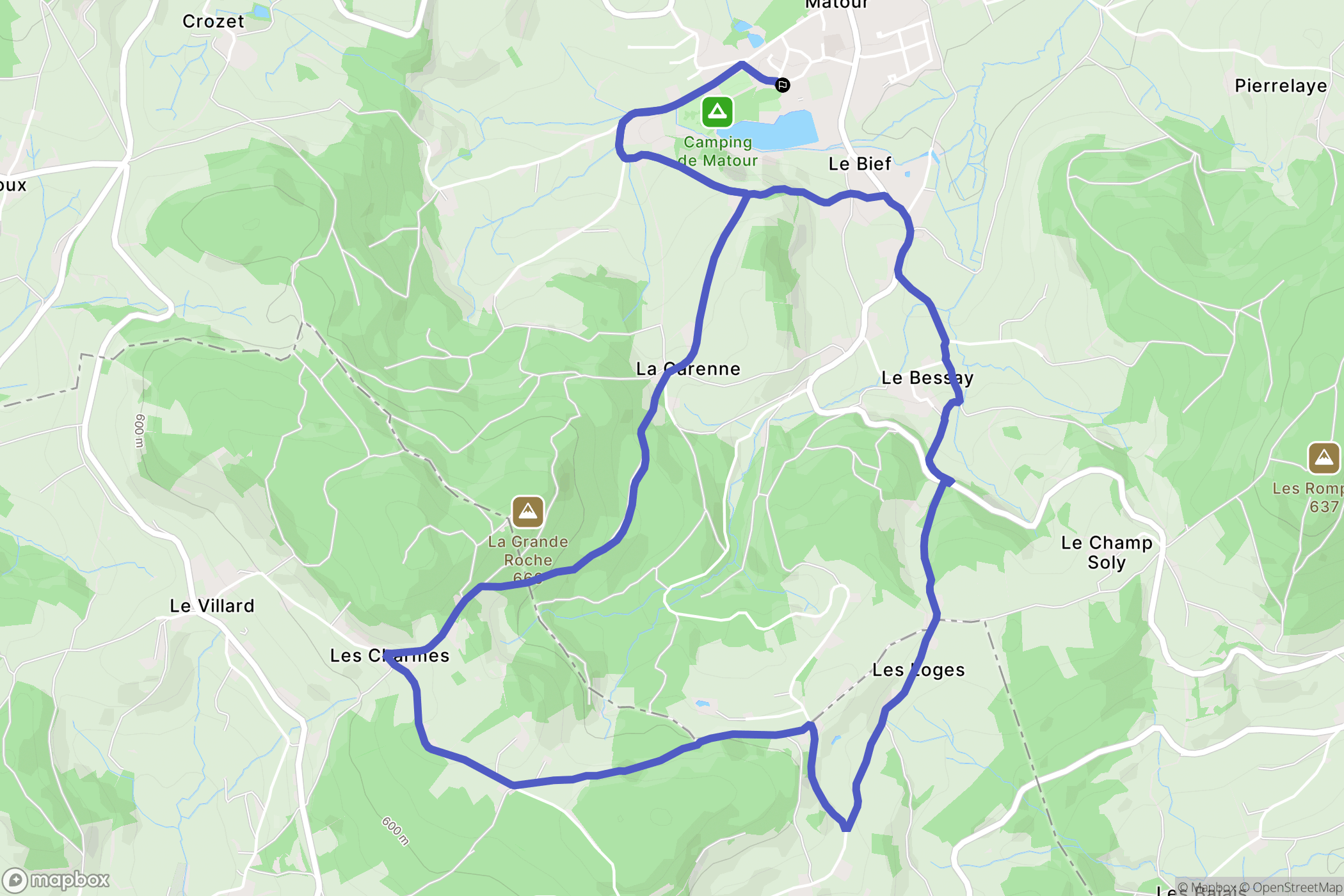 Matour : carte du parcours de randonnée - France