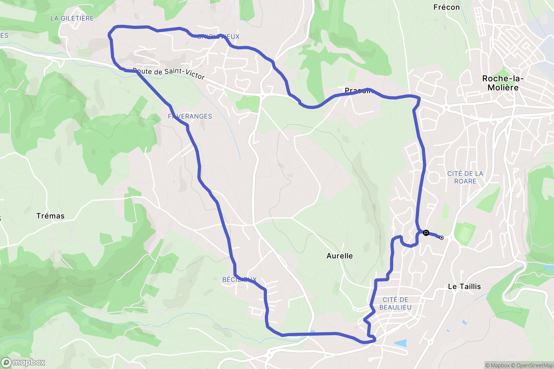 Roche-la-Molière : carte du parcours de randonnée - France